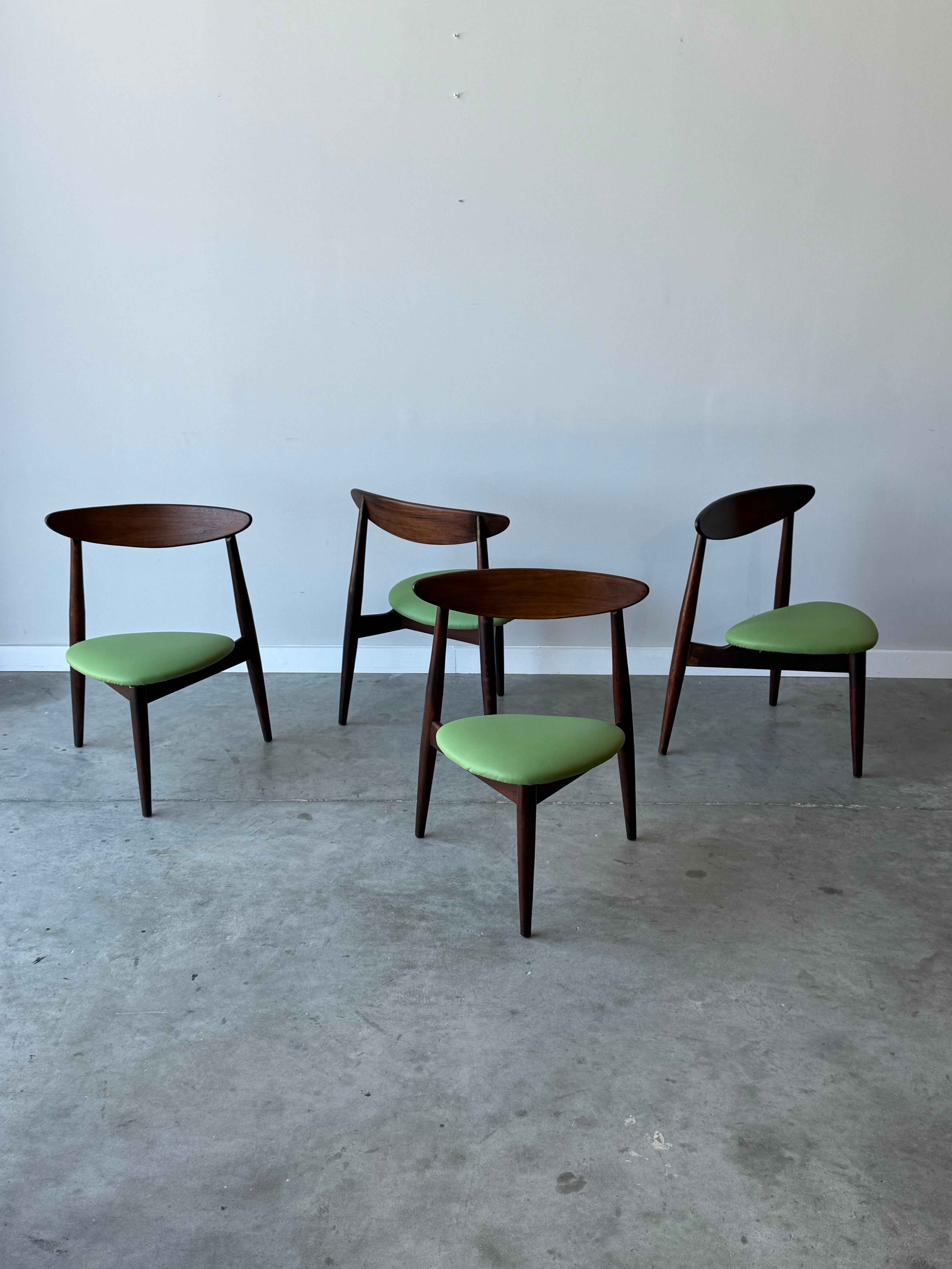 Mid-Century Modern Mid-Century Three Legged Dining Chairs - Set of Four