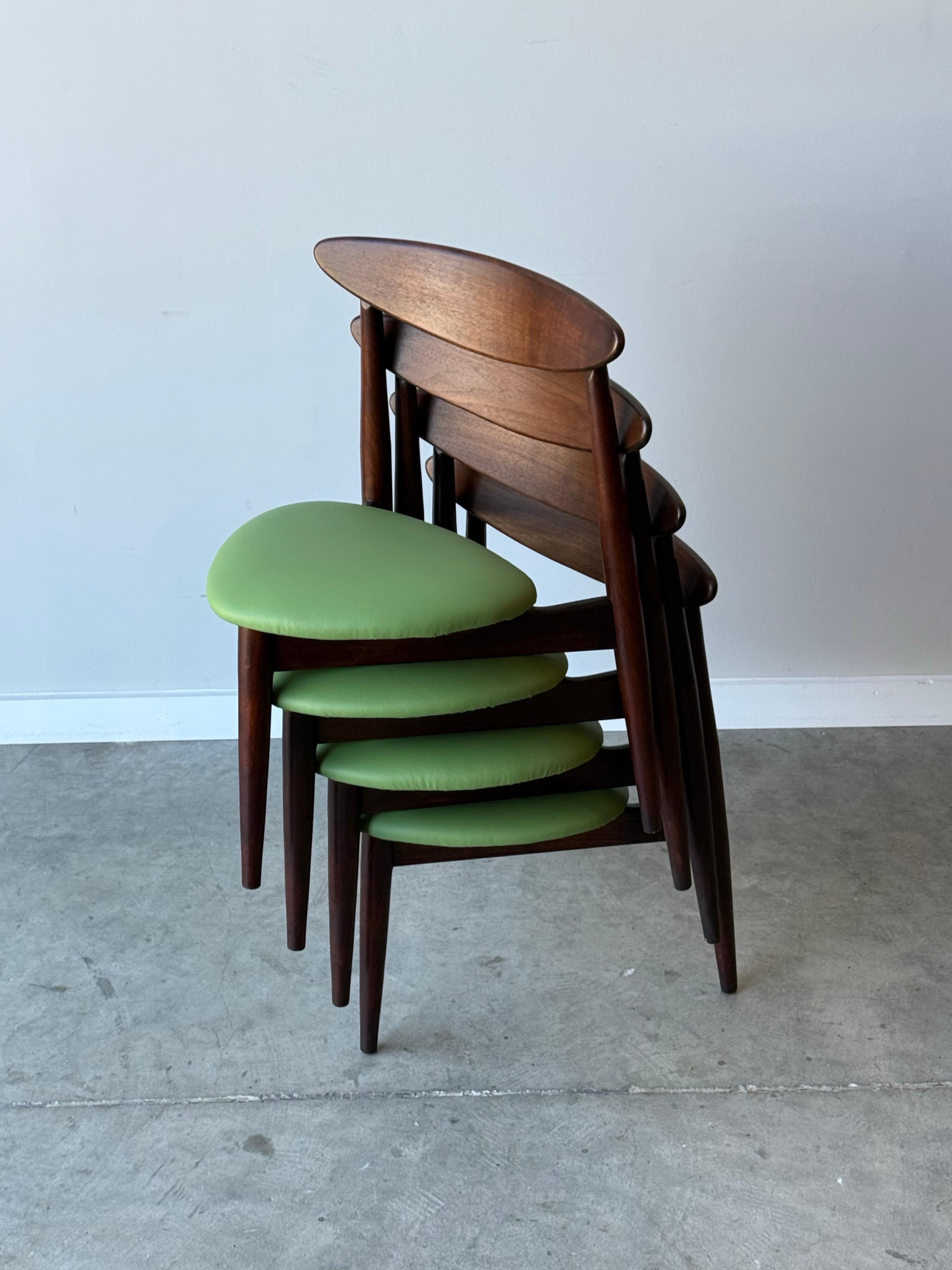 Mid-Century Three Legged Dining Chairs - Set of Four In Good Condition In Raleigh, NC