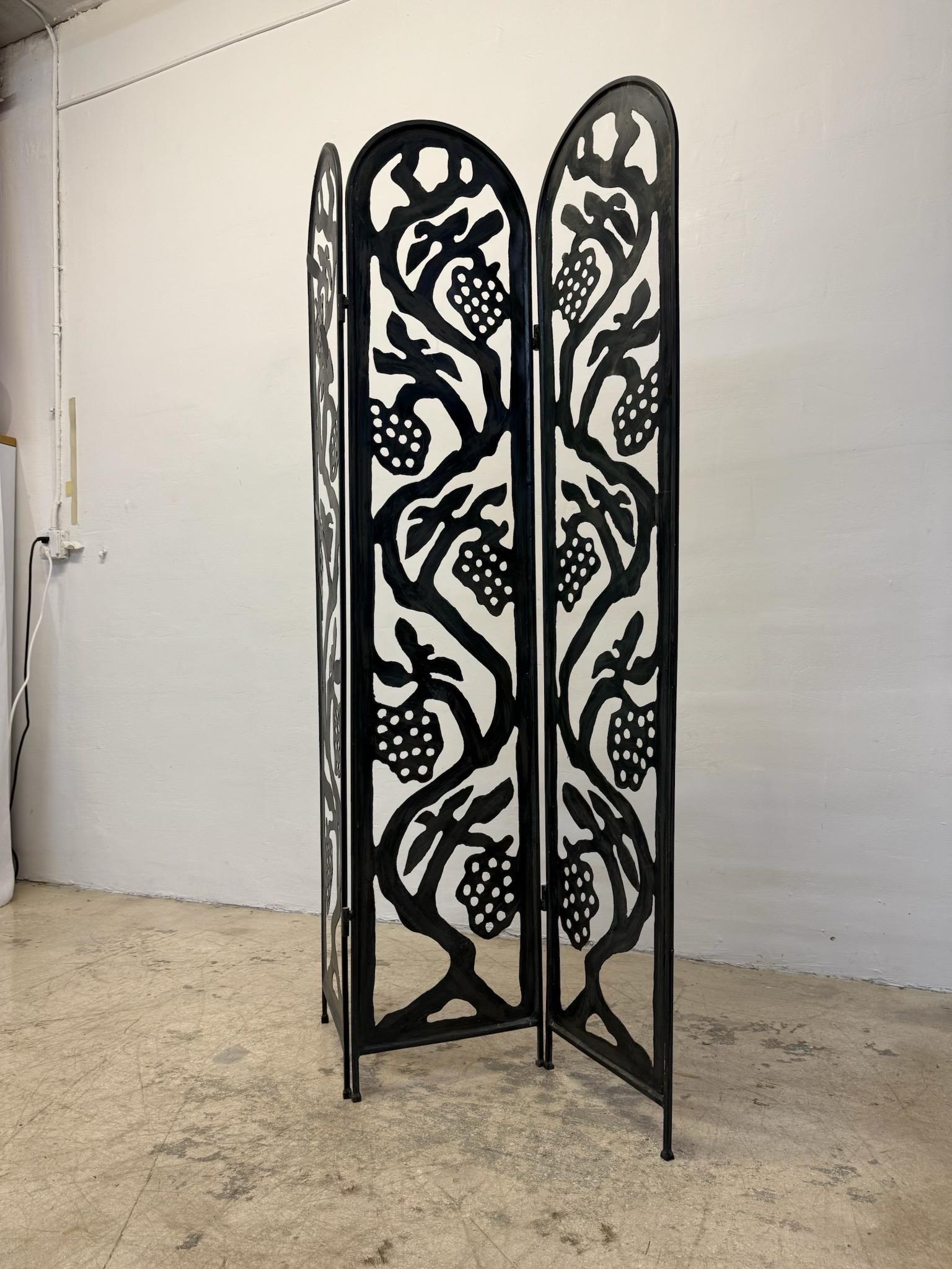 Mid-Century Modern Mid-Century Three Panel Faux Bronze Finish Screen or Room Divider, 1970s For Sale