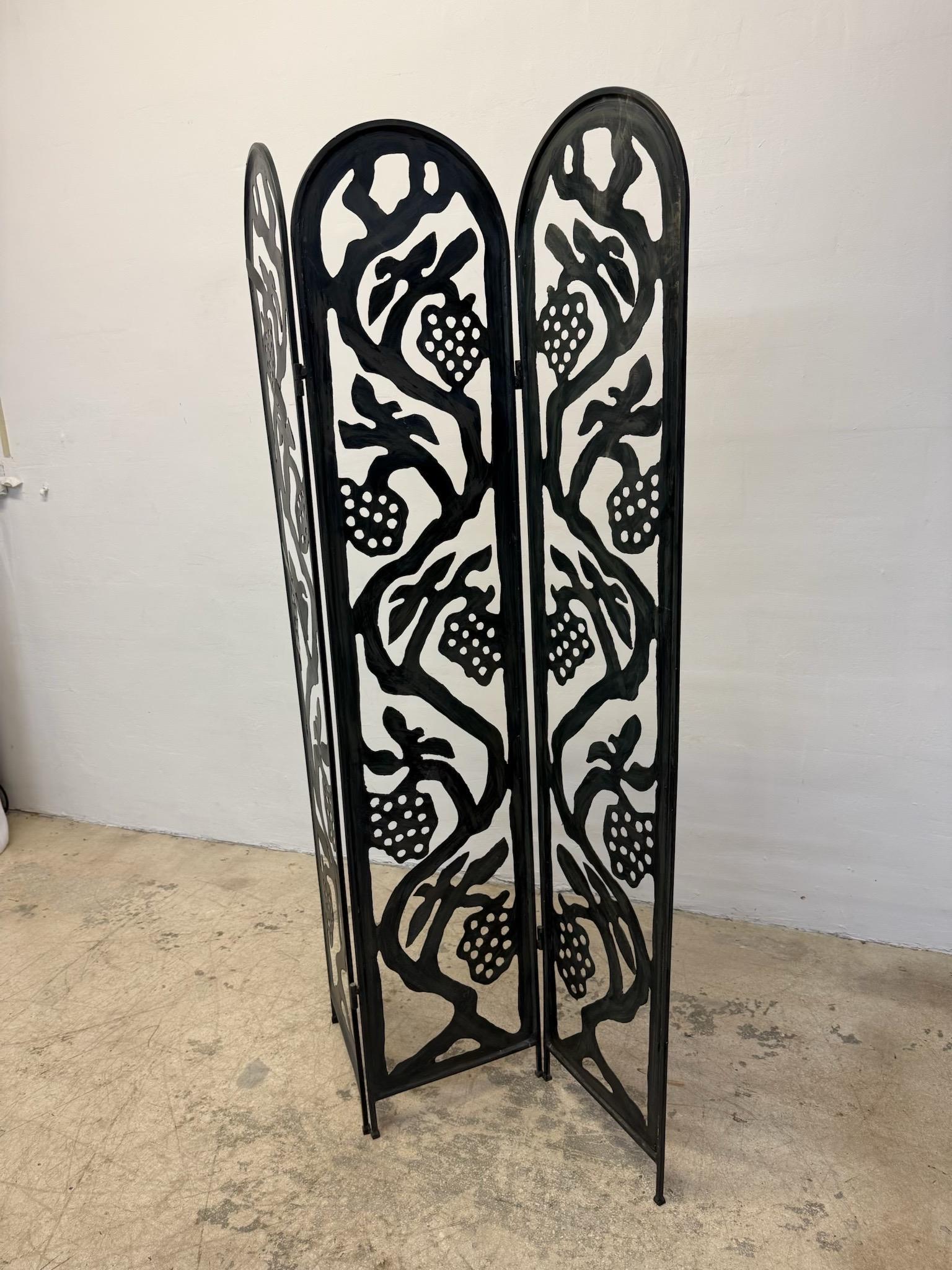 20th Century Mid-Century Three Panel Faux Bronze Finish Screen or Room Divider, 1970s For Sale