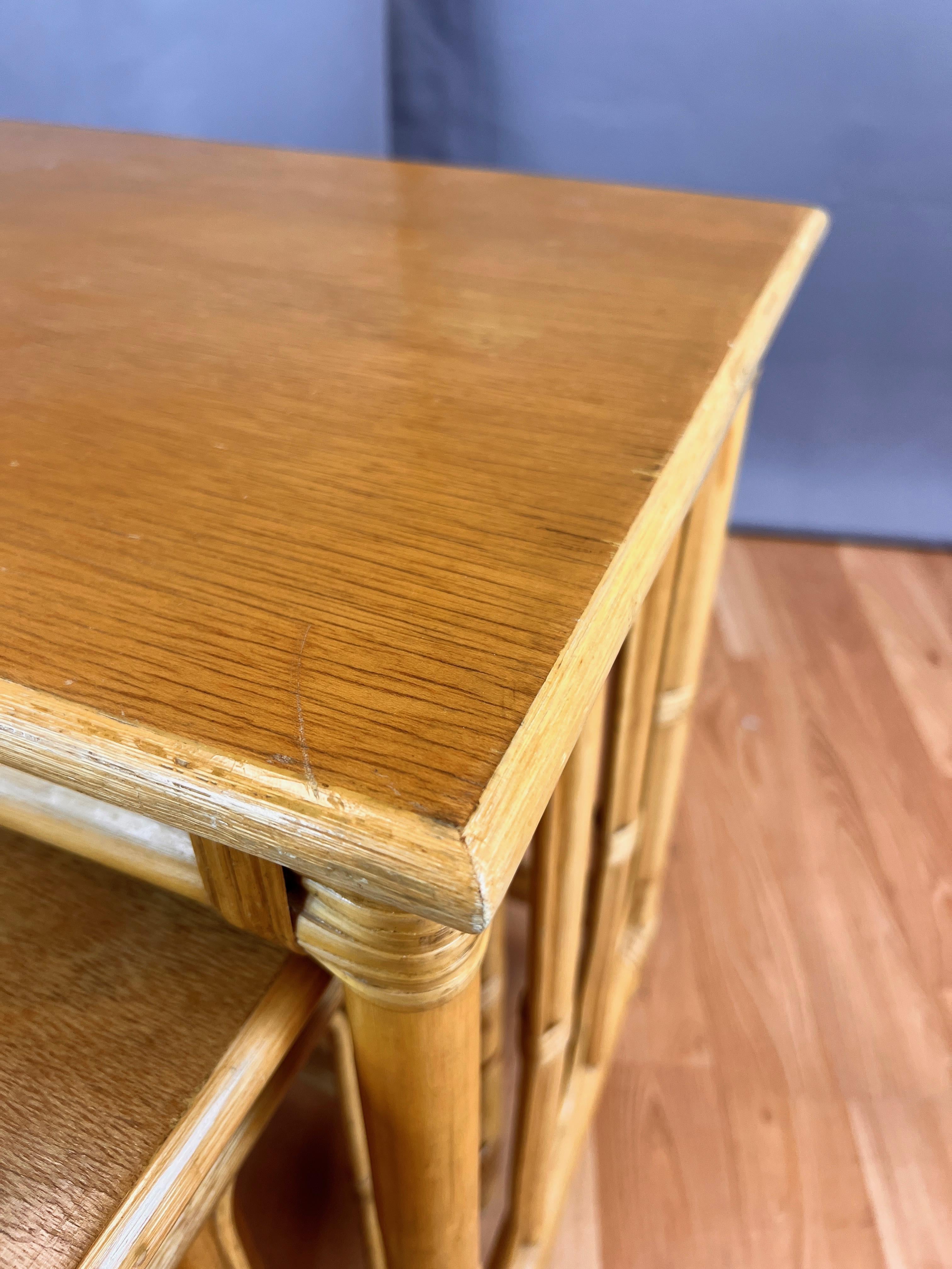 Mid-Century Three-Piece Rattan Nesting Table Set, 1950s en vente 9