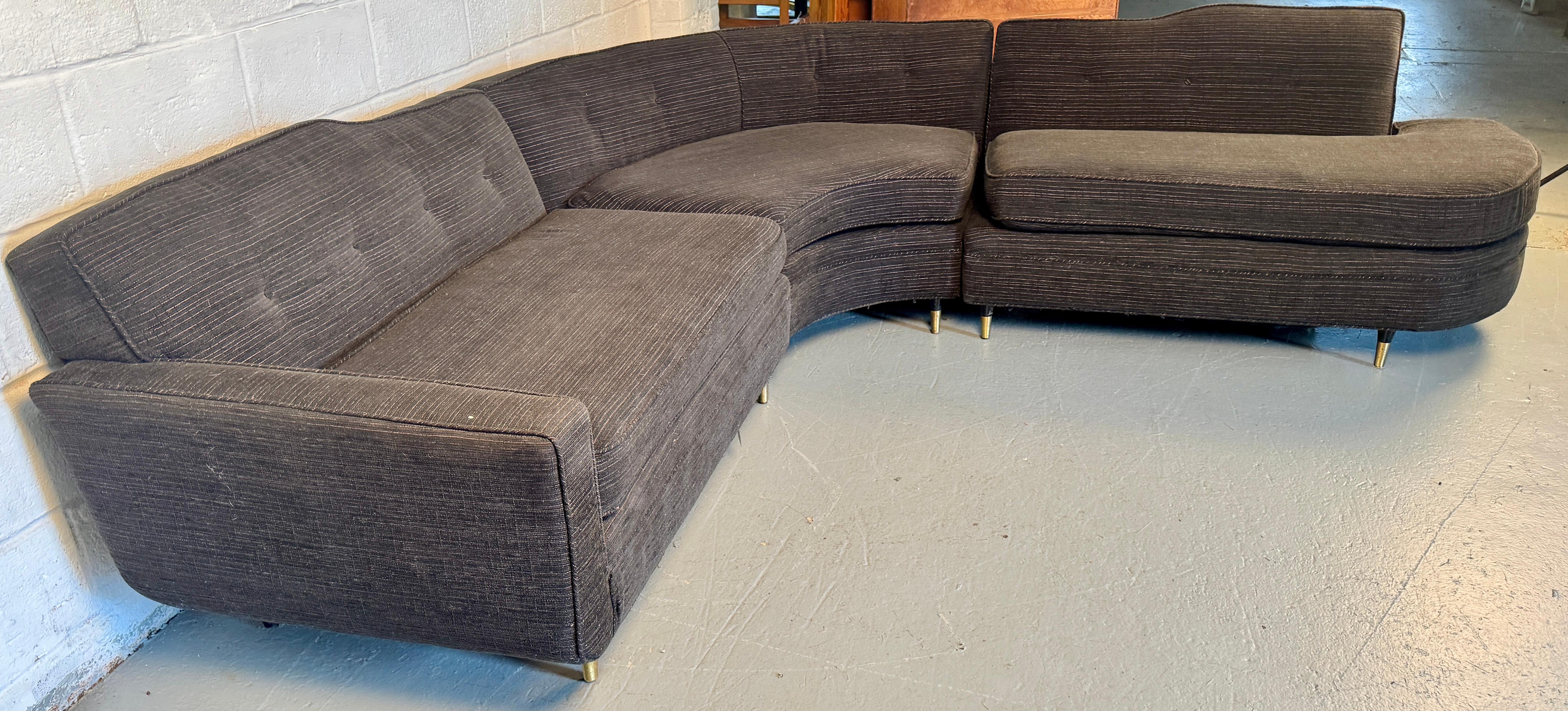 Mid-Century Modern Mid-Century Three Piece Sectional Couch For Sale