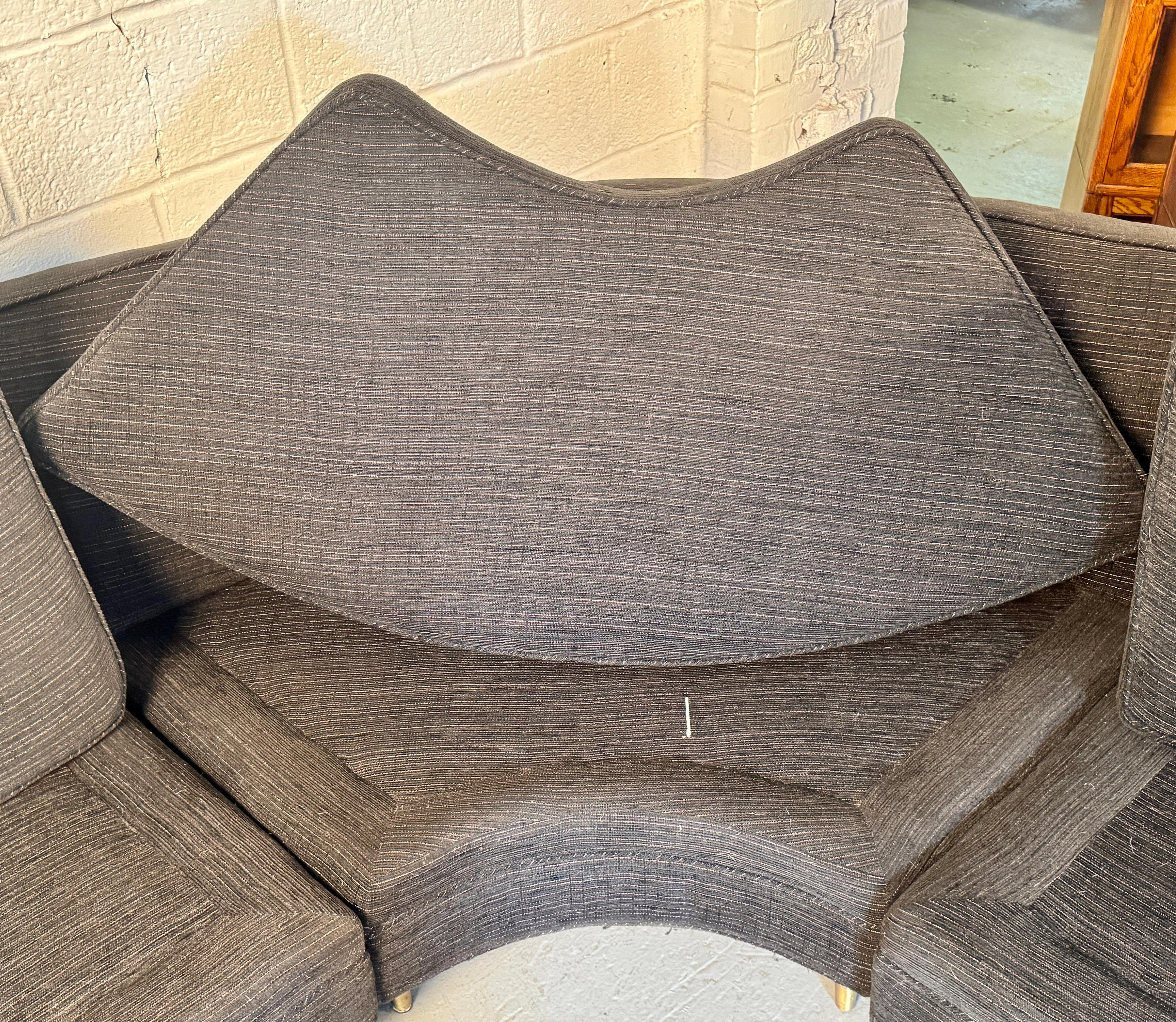 Fabric Mid-Century Three Piece Sectional Couch For Sale