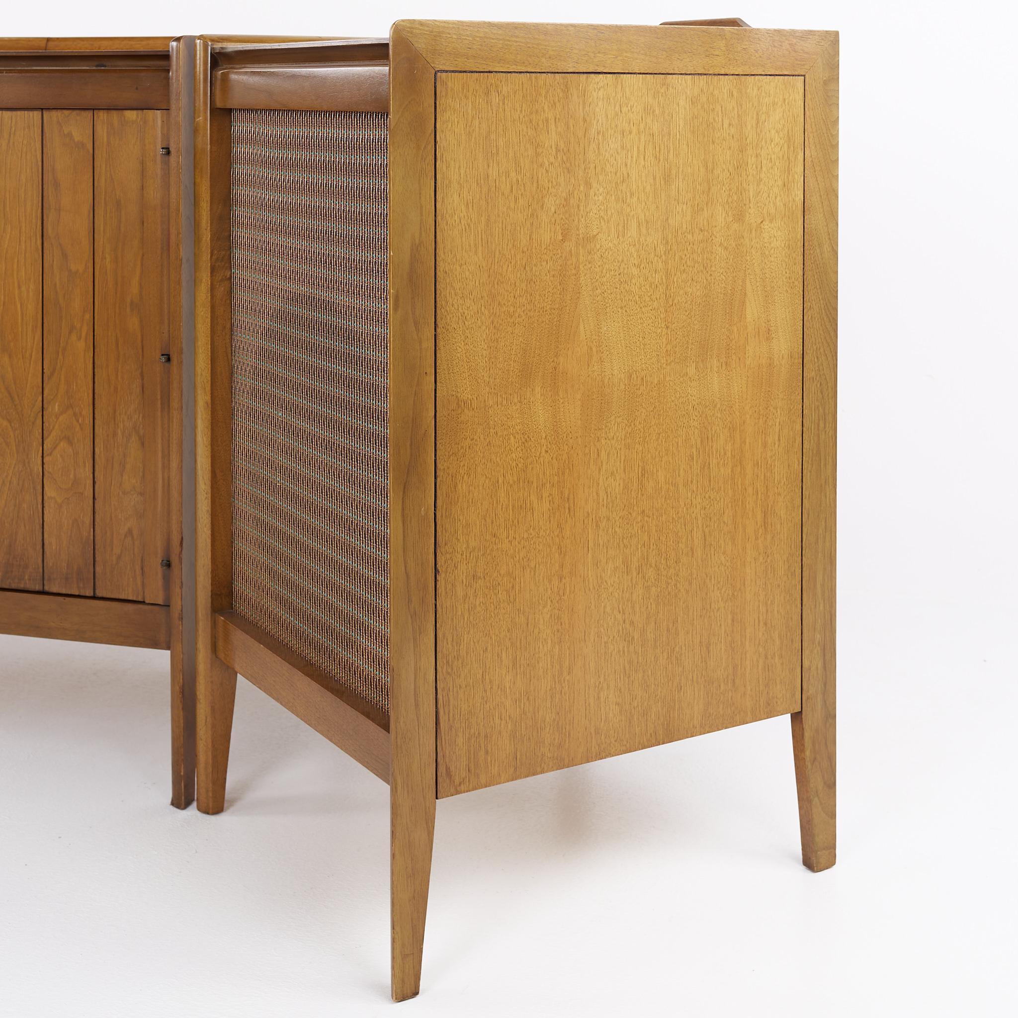 Mid-Century Modern Mid Century Three Piece Stereo Console and Speakers