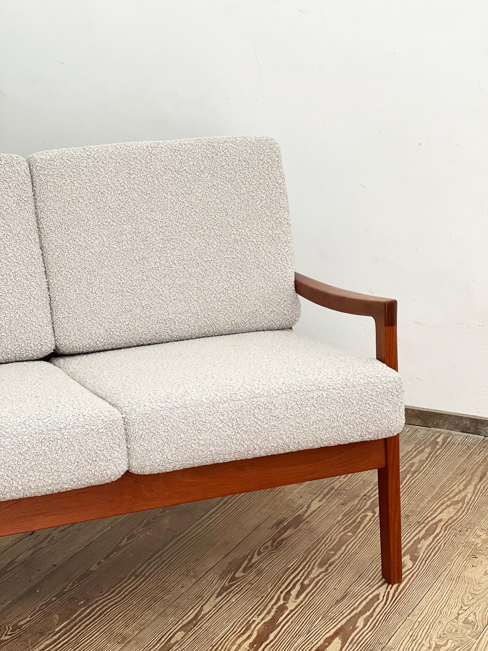 Mid-Century Three Seat Sofa Senator, Danish Design Teak Couch by Ole Wanscher For Sale 6