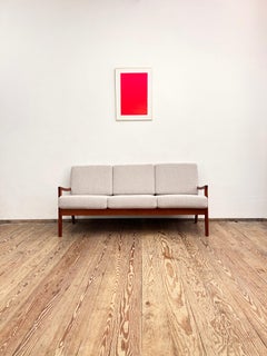 Mid-Century Three Seat Sofa Senator, Danish Design Teak Couch by Ole Wanscher