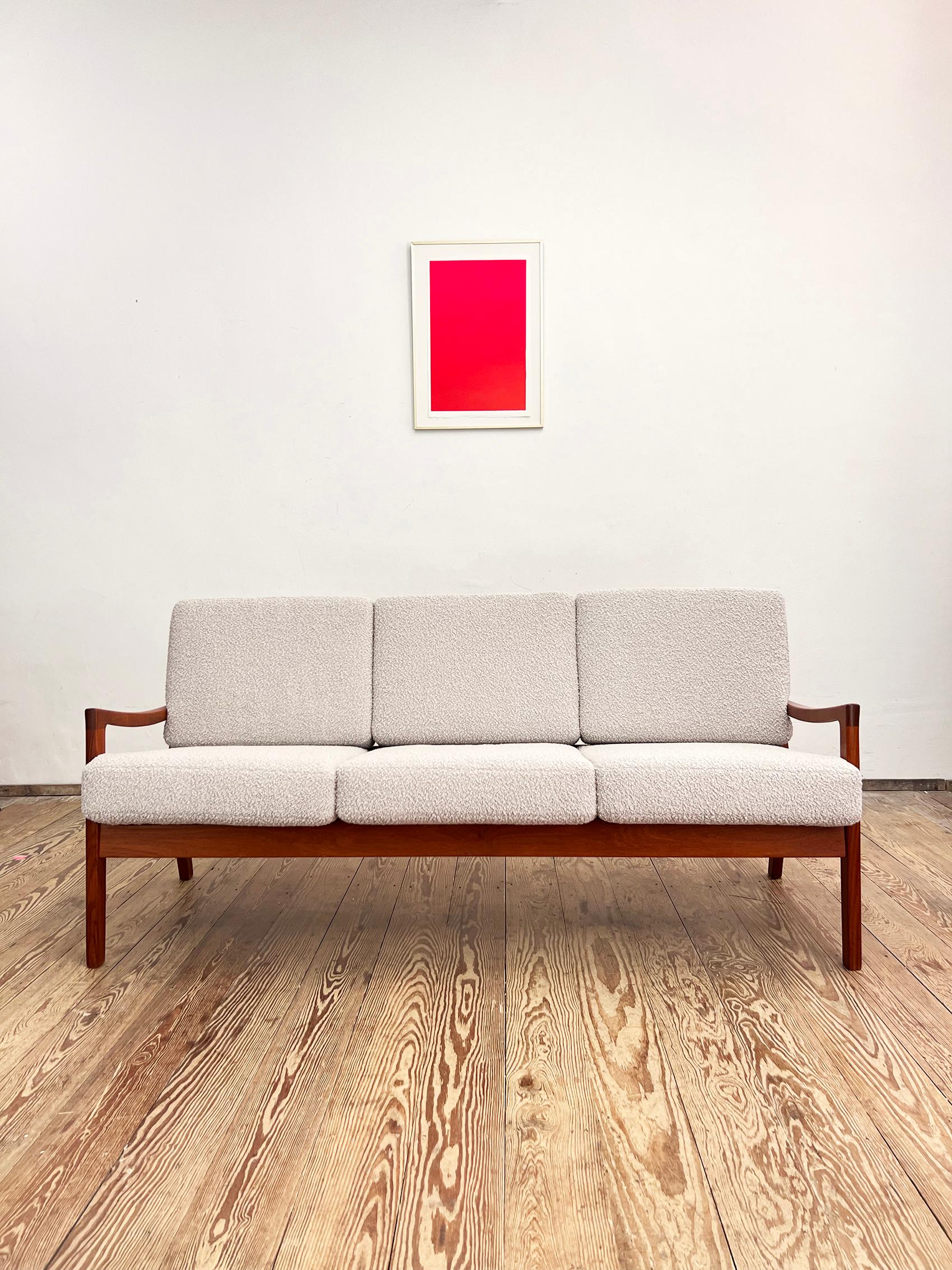 Mid-Century Modern Mid-Century Three Seat Sofa Senator, Danish Design Teak Couch by Ole Wanscher For Sale