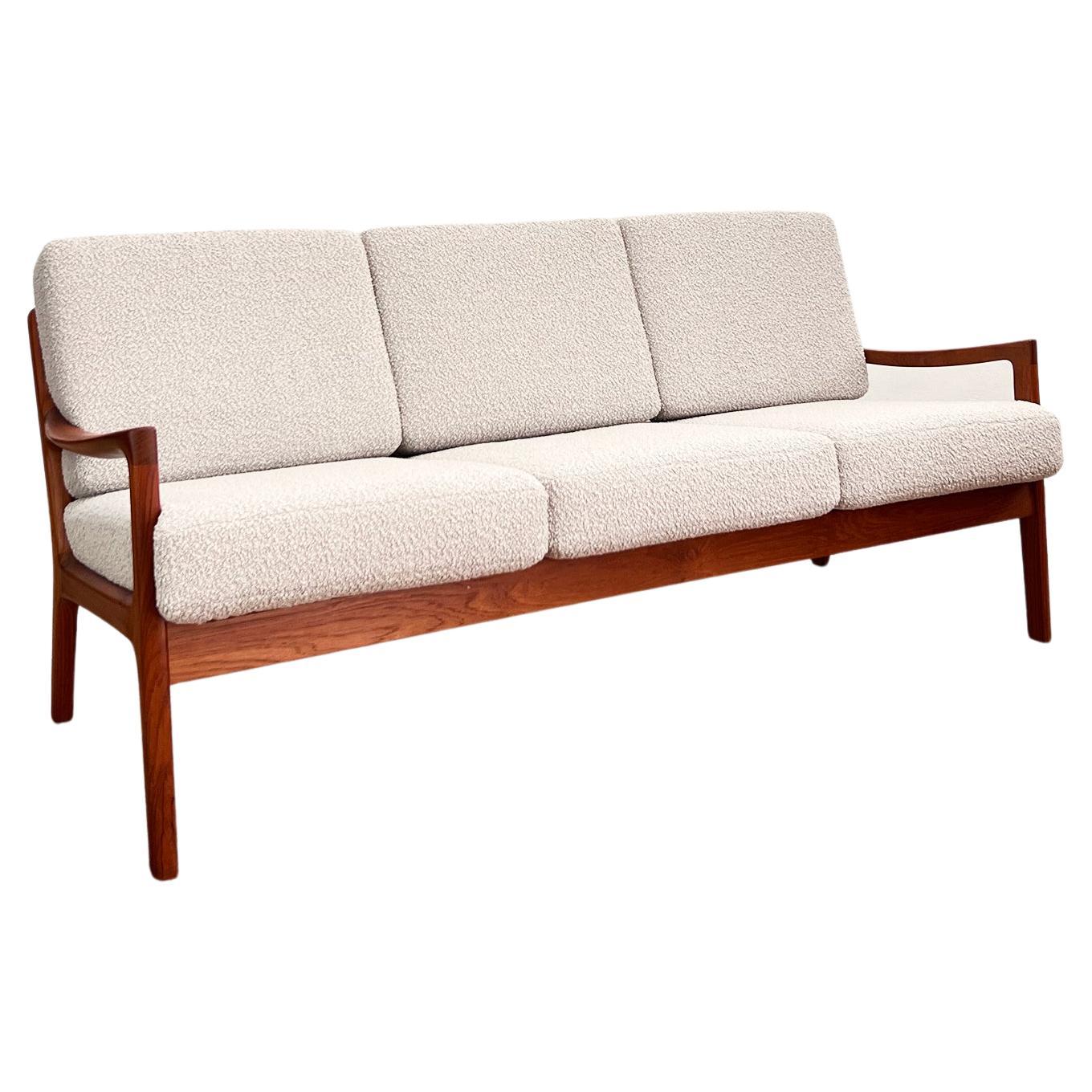 Mid-Century Three Seat Sofa Senator, Danish Design Teak Couch by Ole Wanscher