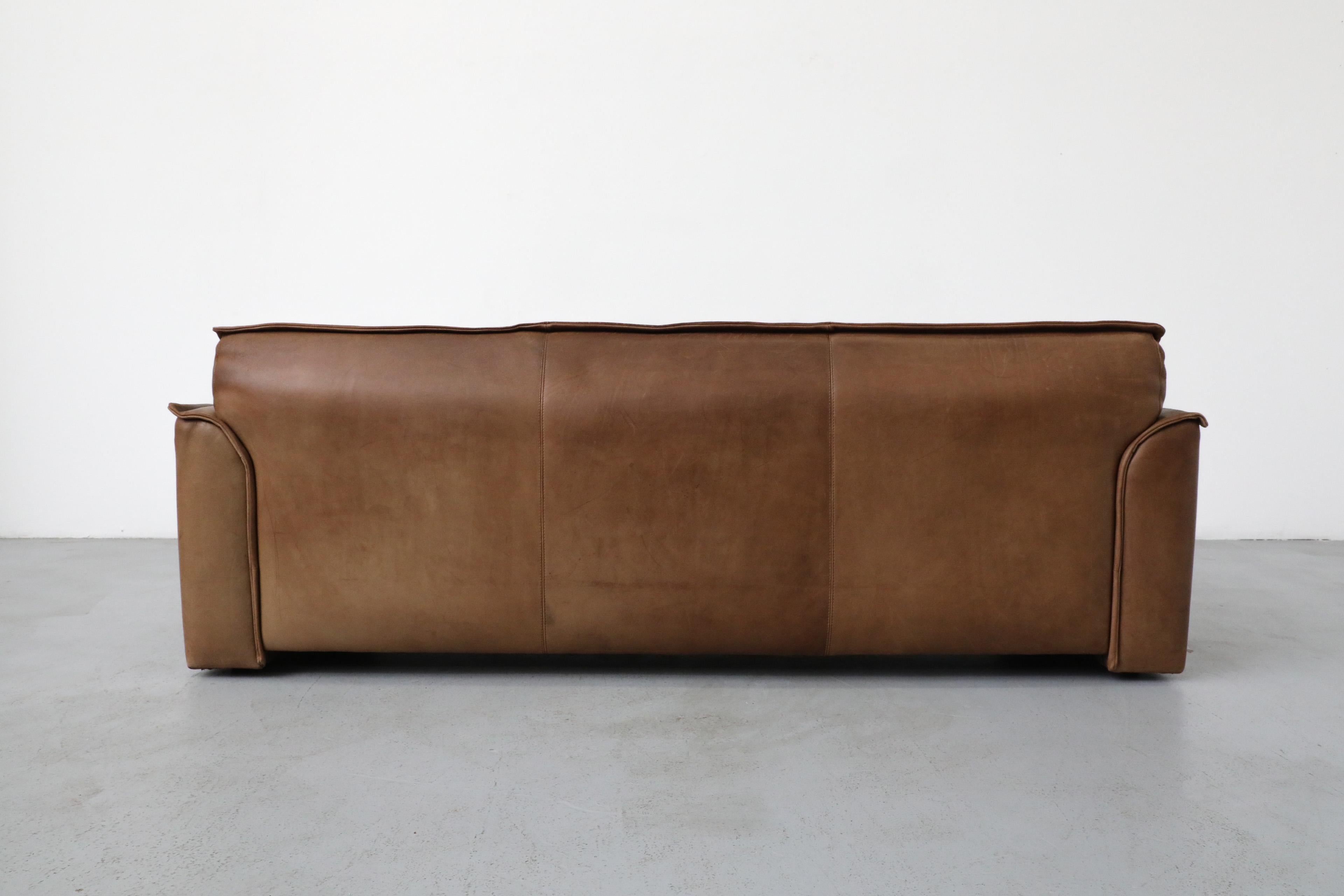 Mid-Century Three Seater Brown Buffalo Leather Sofa by Leolux 1