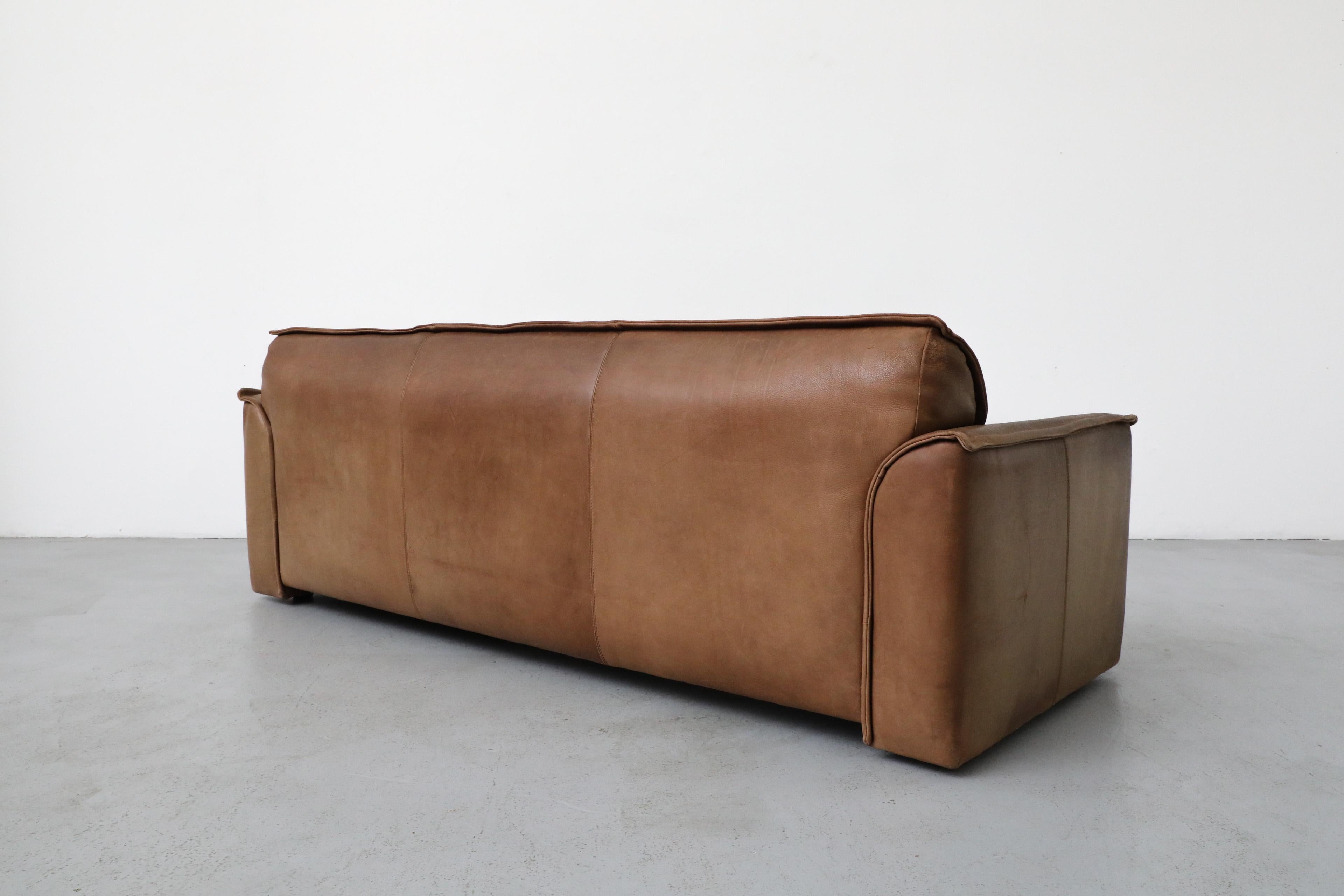Mid-Century Three Seater Brown Buffalo Leather Sofa by Leolux 2