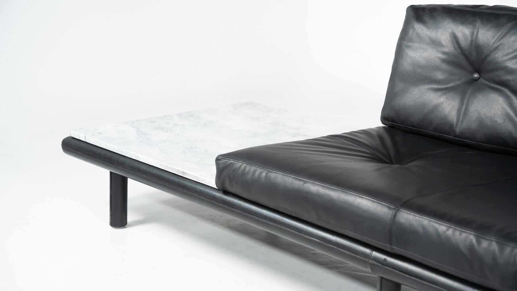Canapé trois places du milieu du siècle par Franz Köttgen pour Kill International, cuir et marbre, années 1960
