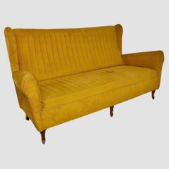 Mid-Century Three Seats Sofa Mustard Upholstery, ISA Bergamo, 1950