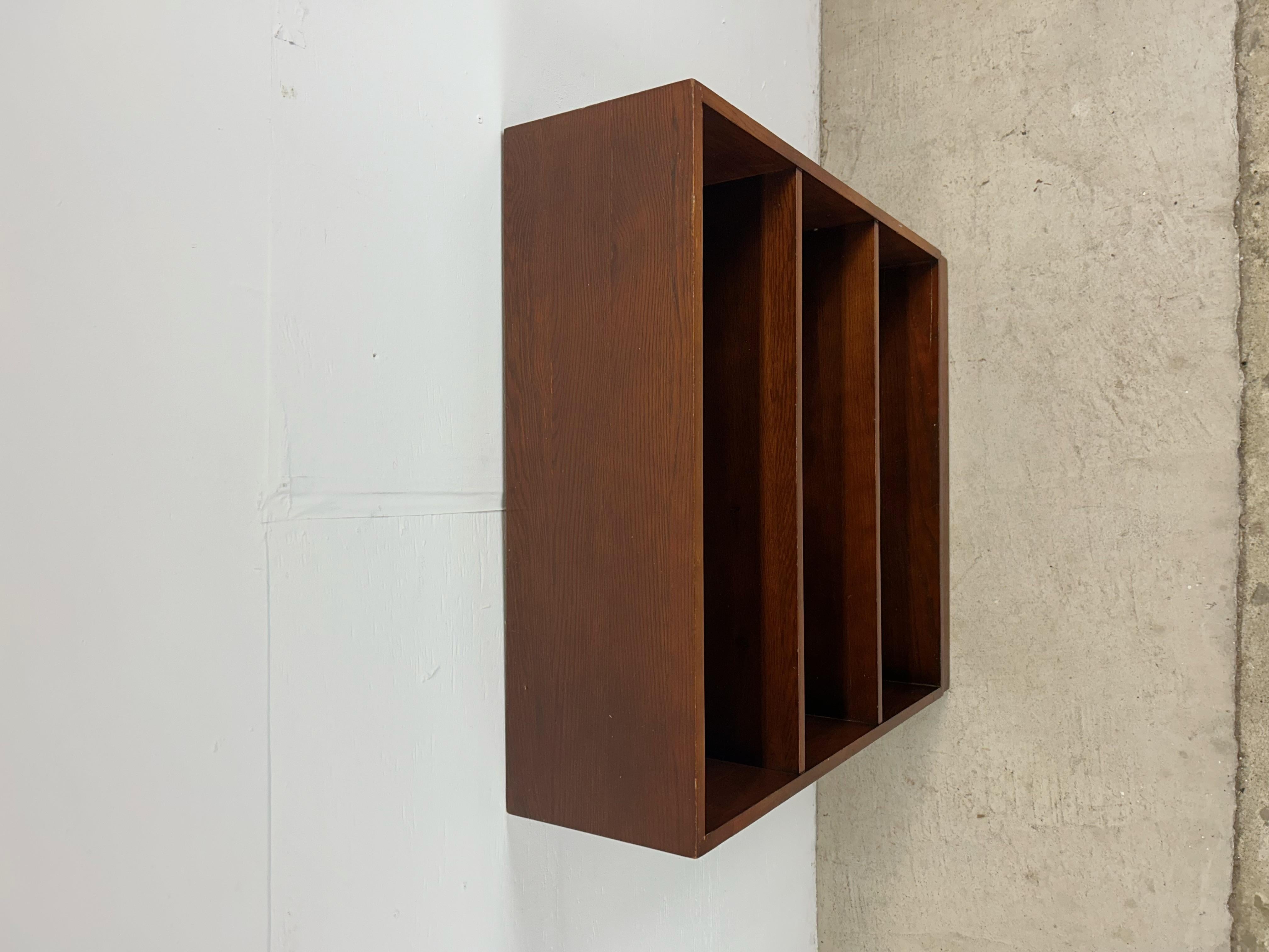 Stained Mid Century Three Shelf Walnut Bookcase