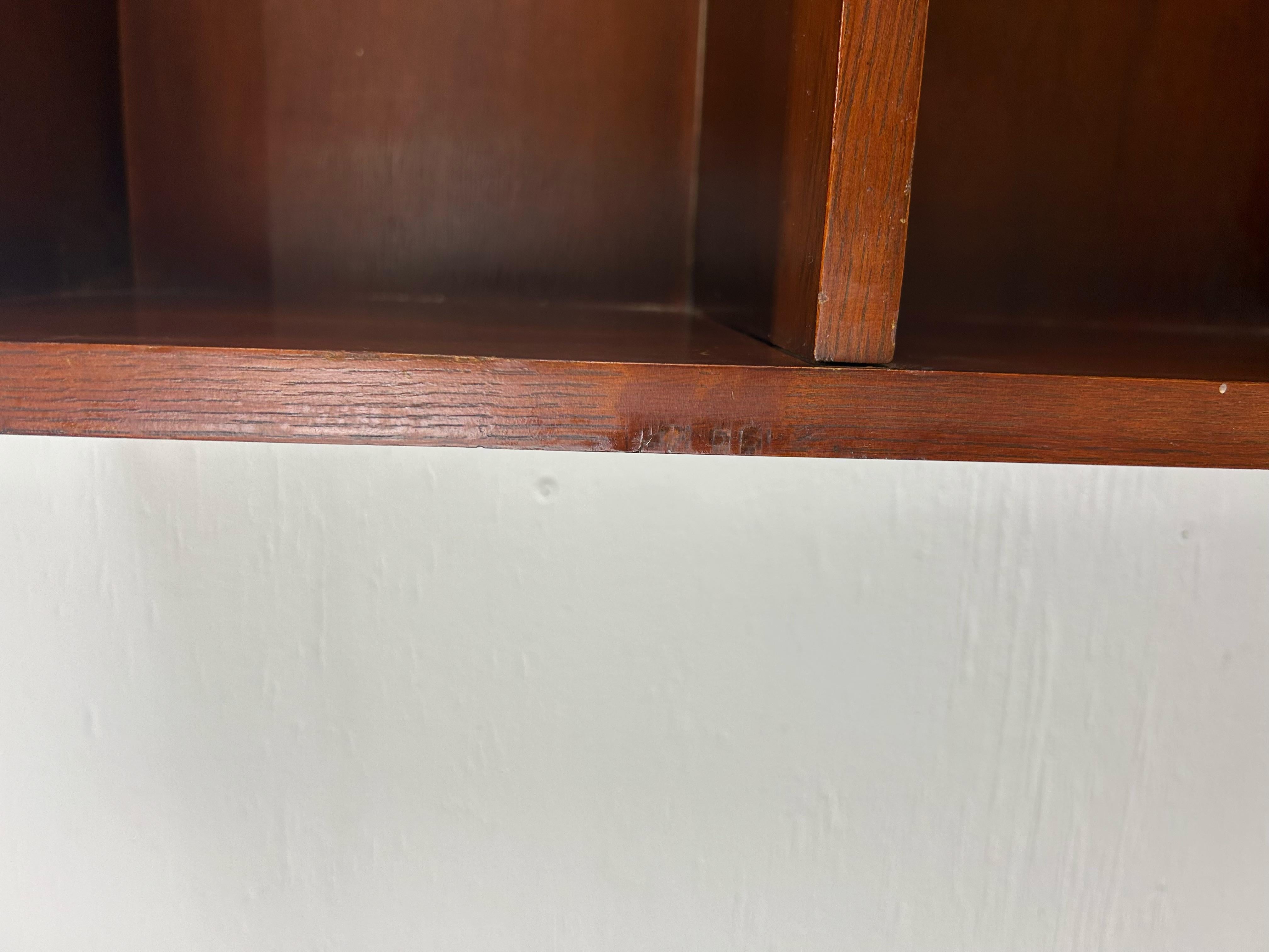 Oak Mid Century Three Shelf Walnut Bookcase