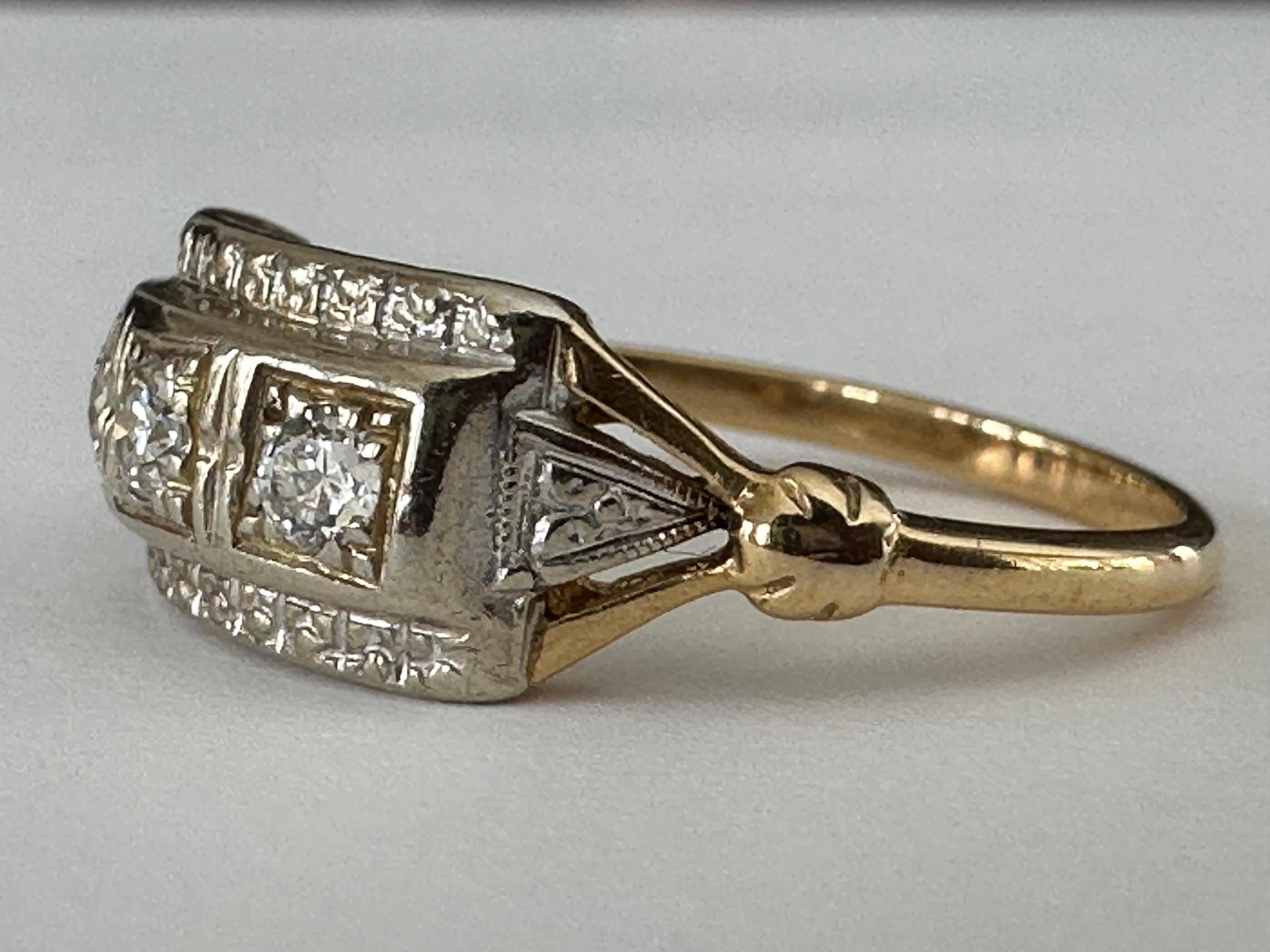 Retro Midcentury Three Stone Diamond Ring For Sale