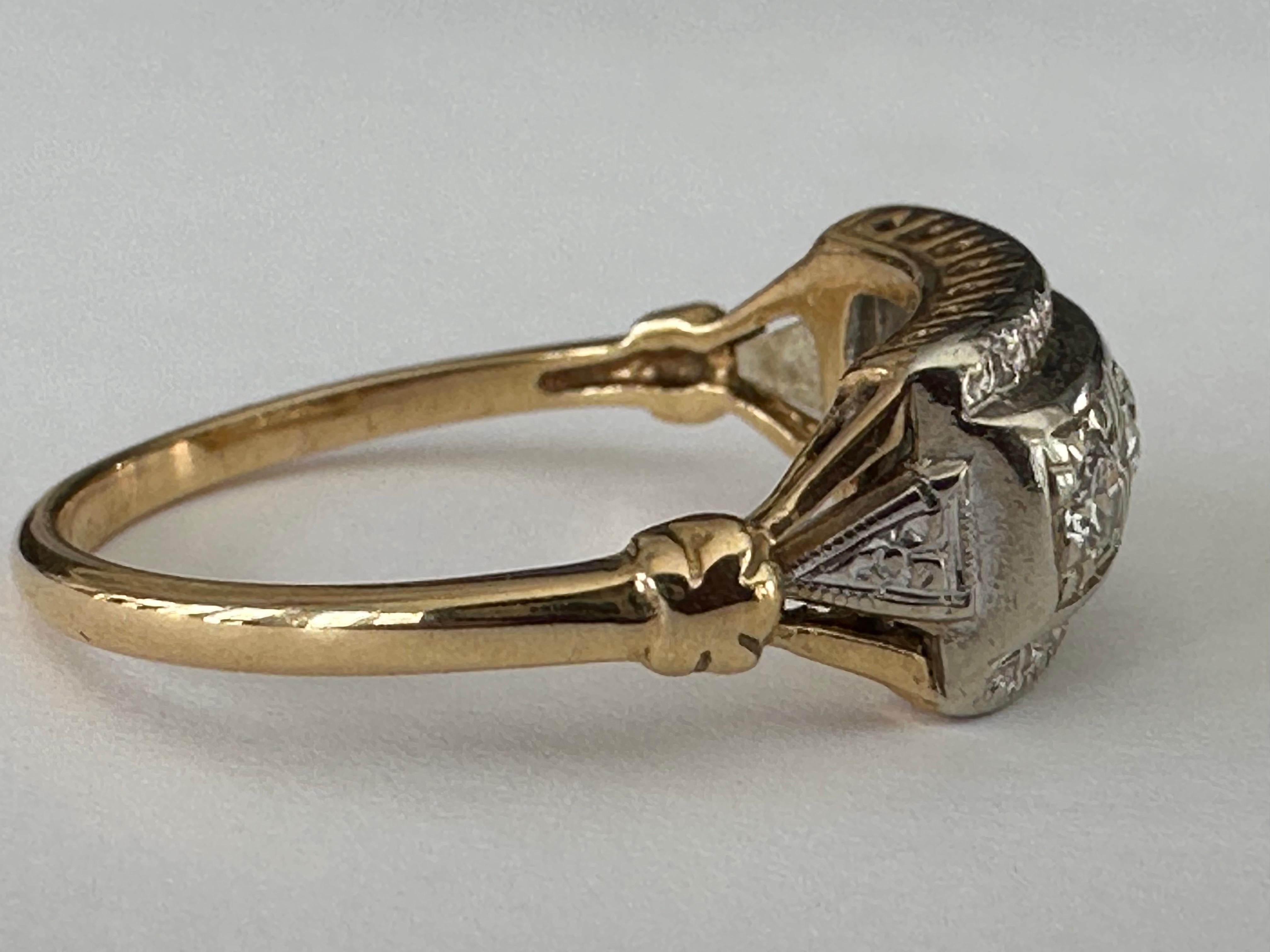Old European Cut Midcentury Three Stone Diamond Ring For Sale