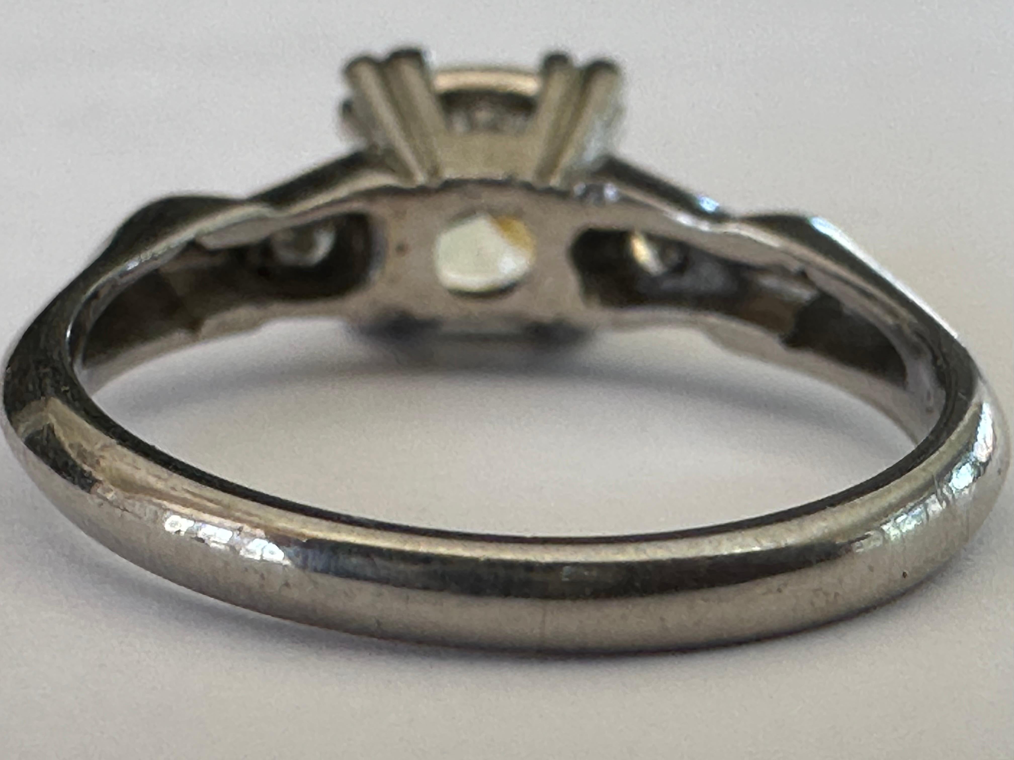 Old European Cut Mid-Century Three-Stone Diamond Ring  For Sale