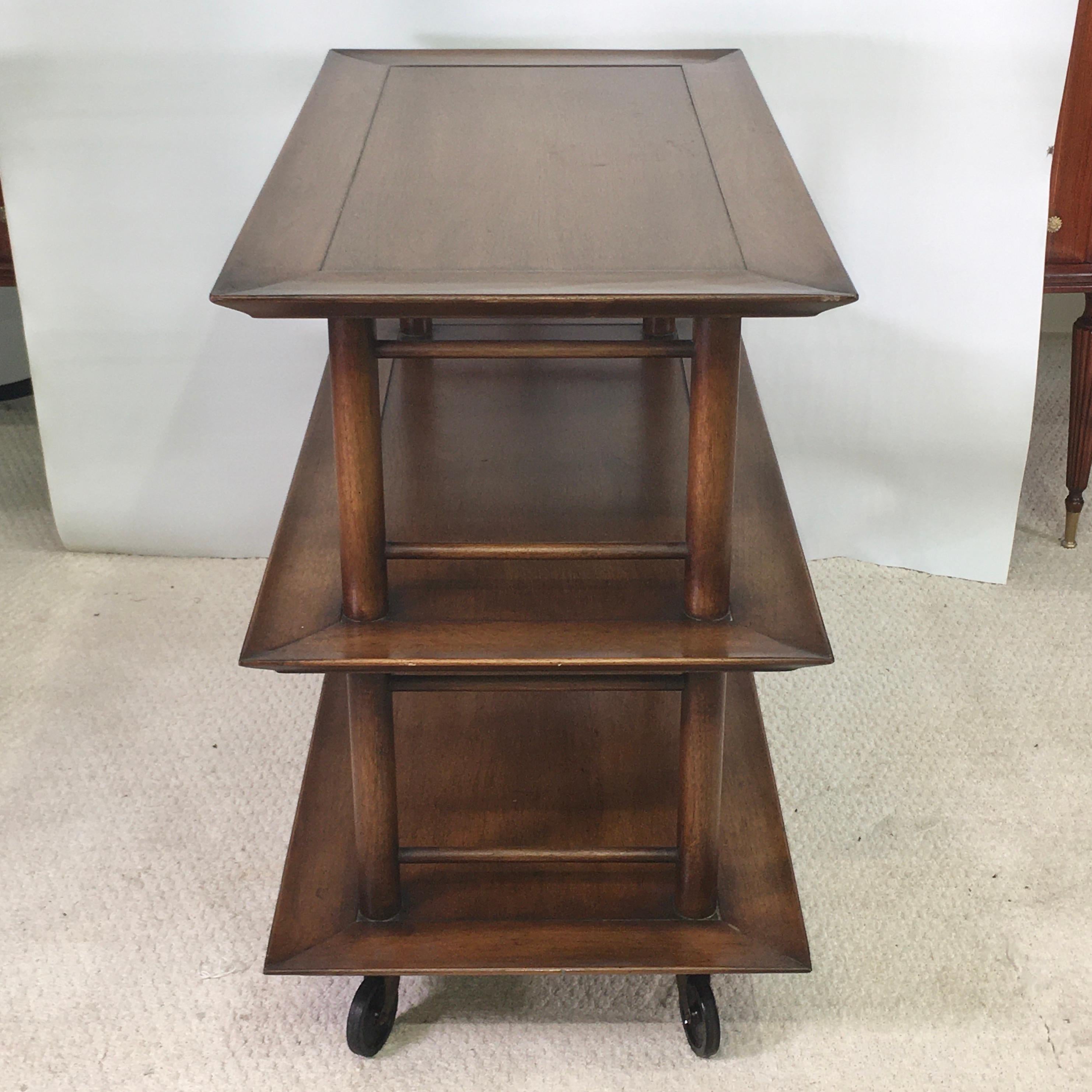 Midcentury Three-Tier Bar Serving Trolley Cart 3