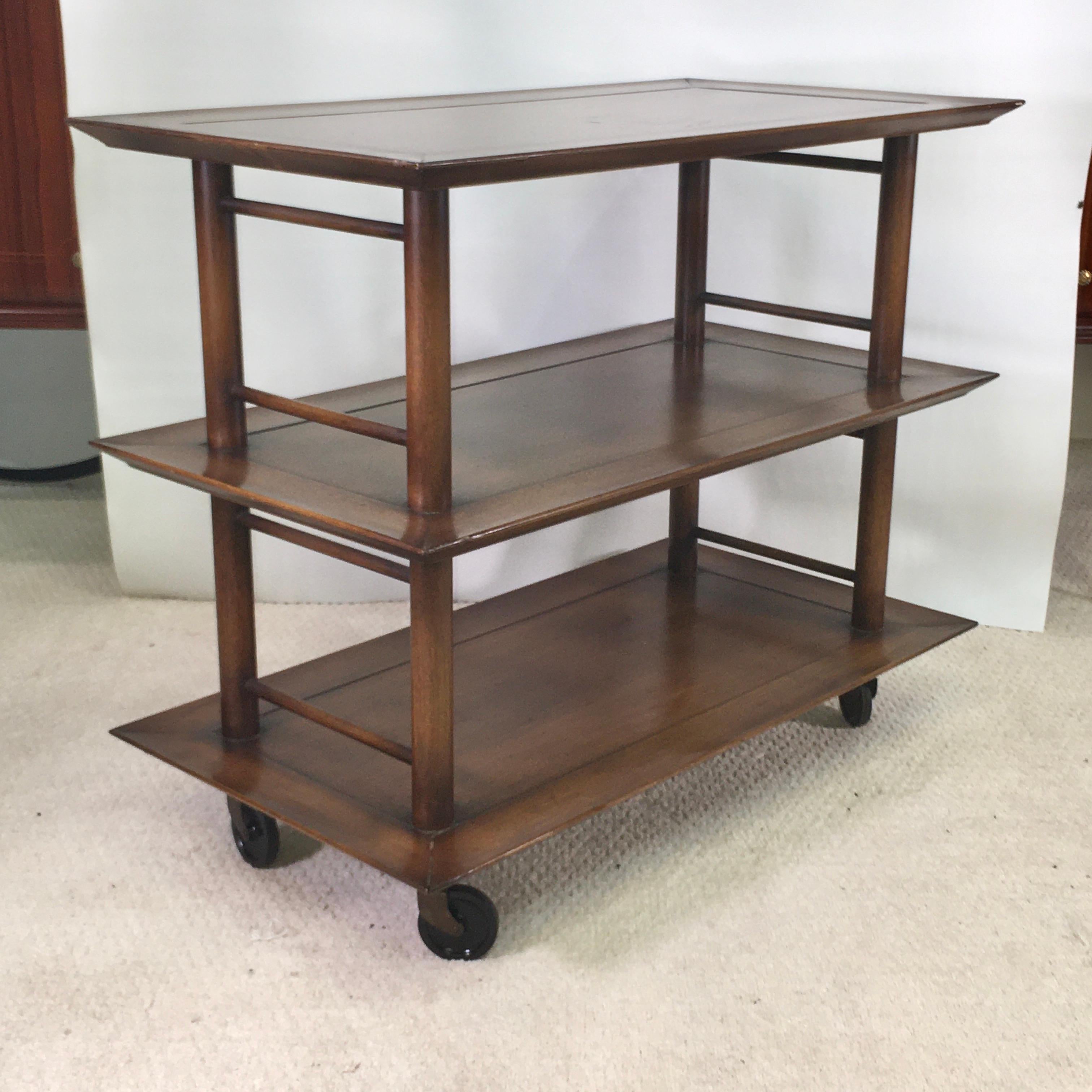 Midcentury Three-Tier Bar Serving Trolley Cart 4