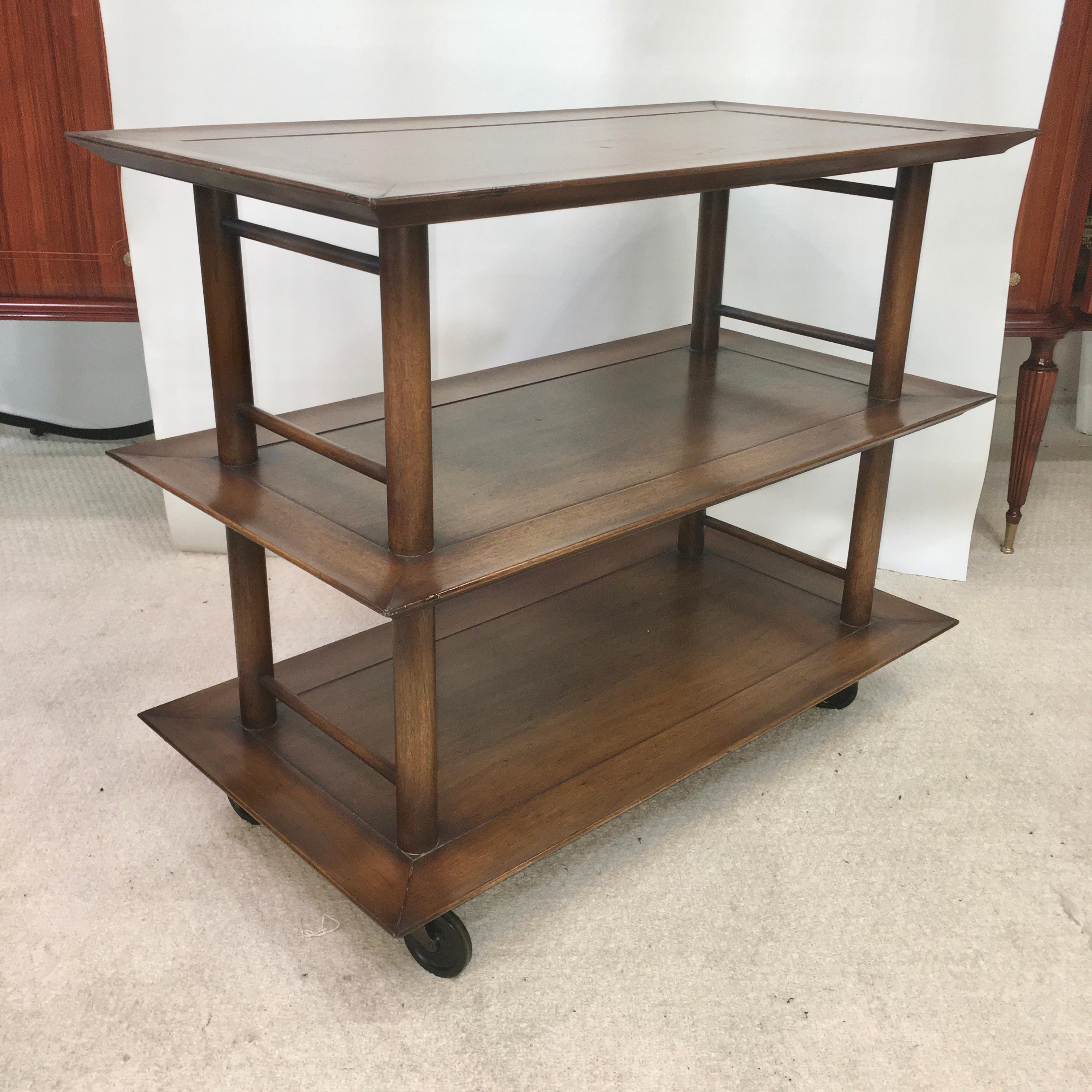 Midcentury Three-Tier Bar Serving Trolley Cart 6