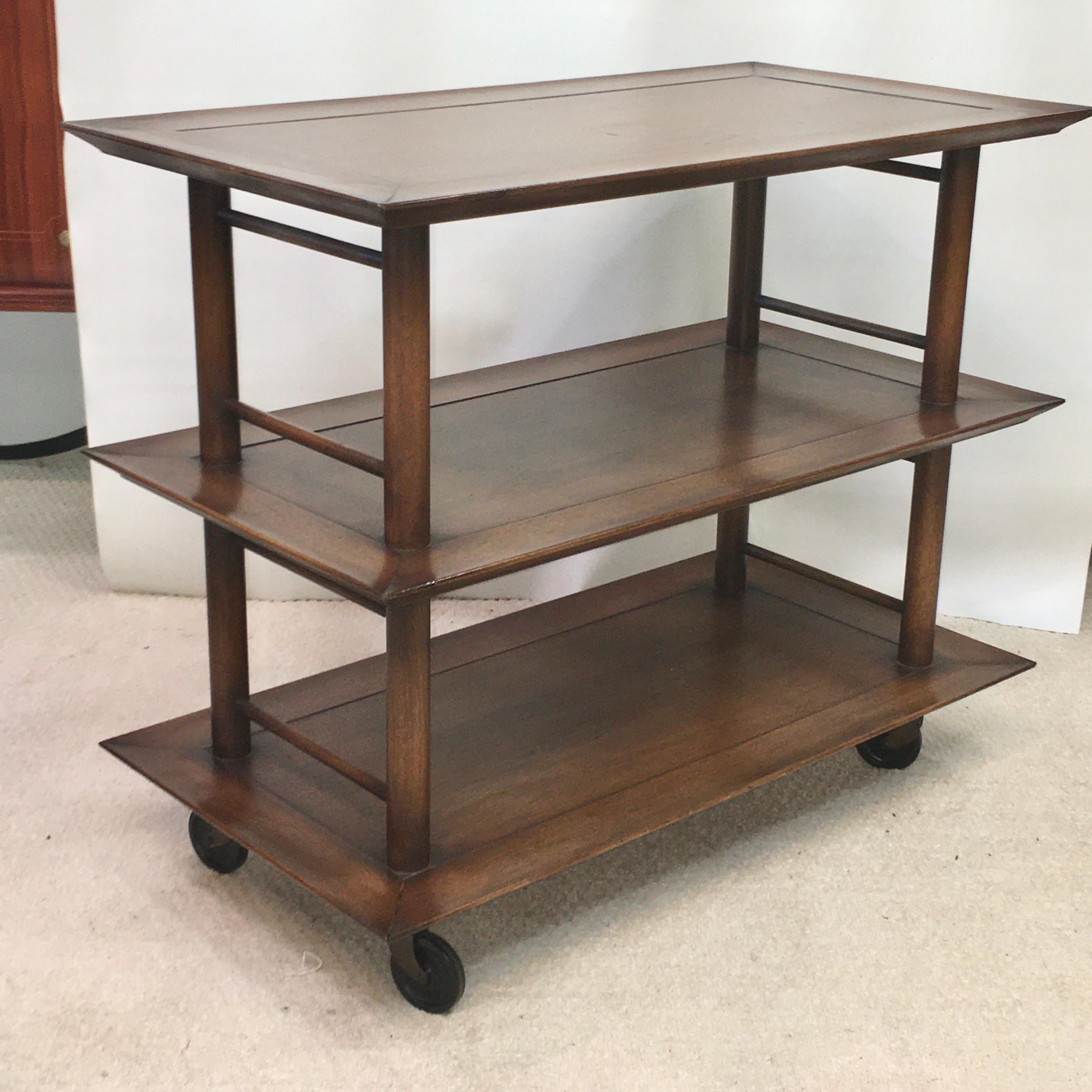Midcentury Three-Tier Bar Serving Trolley Cart 7