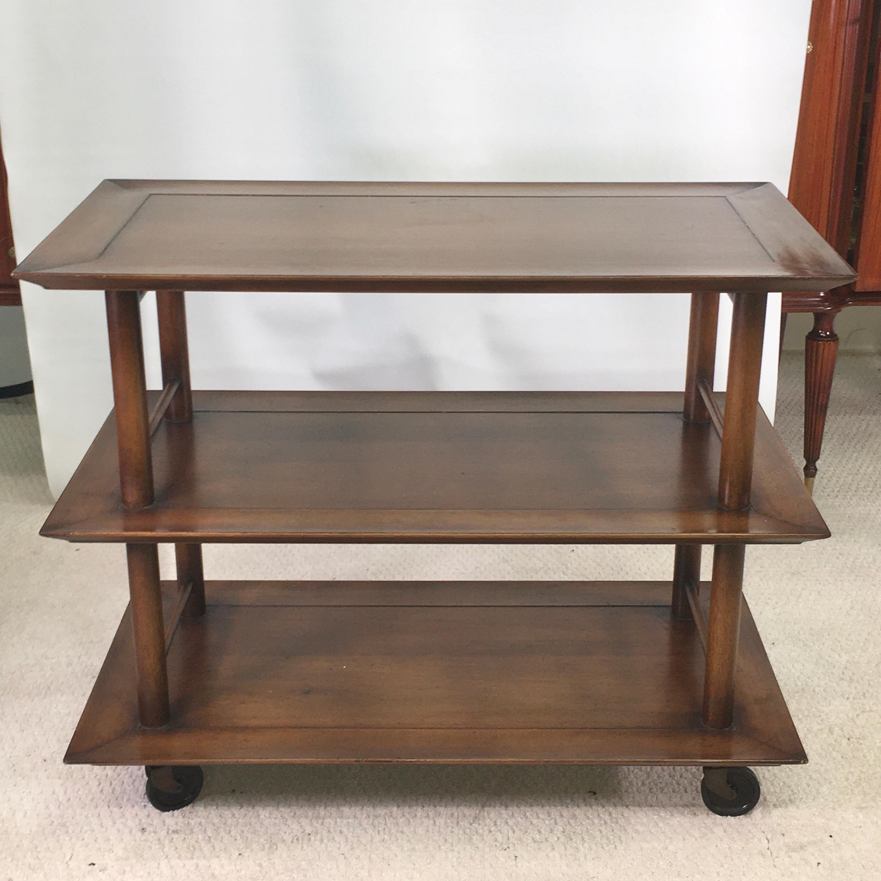 Mid-Century Modern Midcentury Three-Tier Bar Serving Trolley Cart