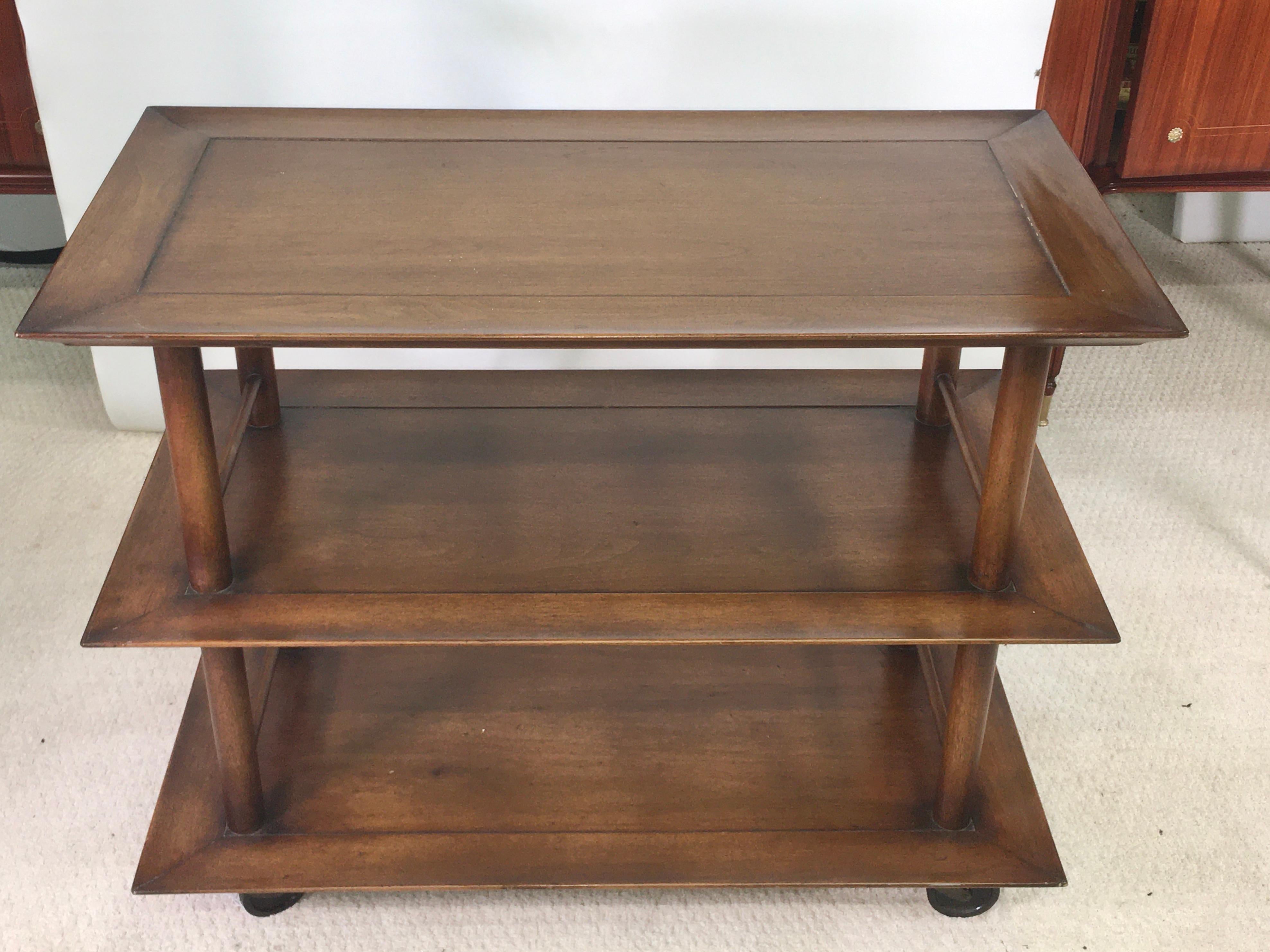 Mid-20th Century Midcentury Three-Tier Bar Serving Trolley Cart