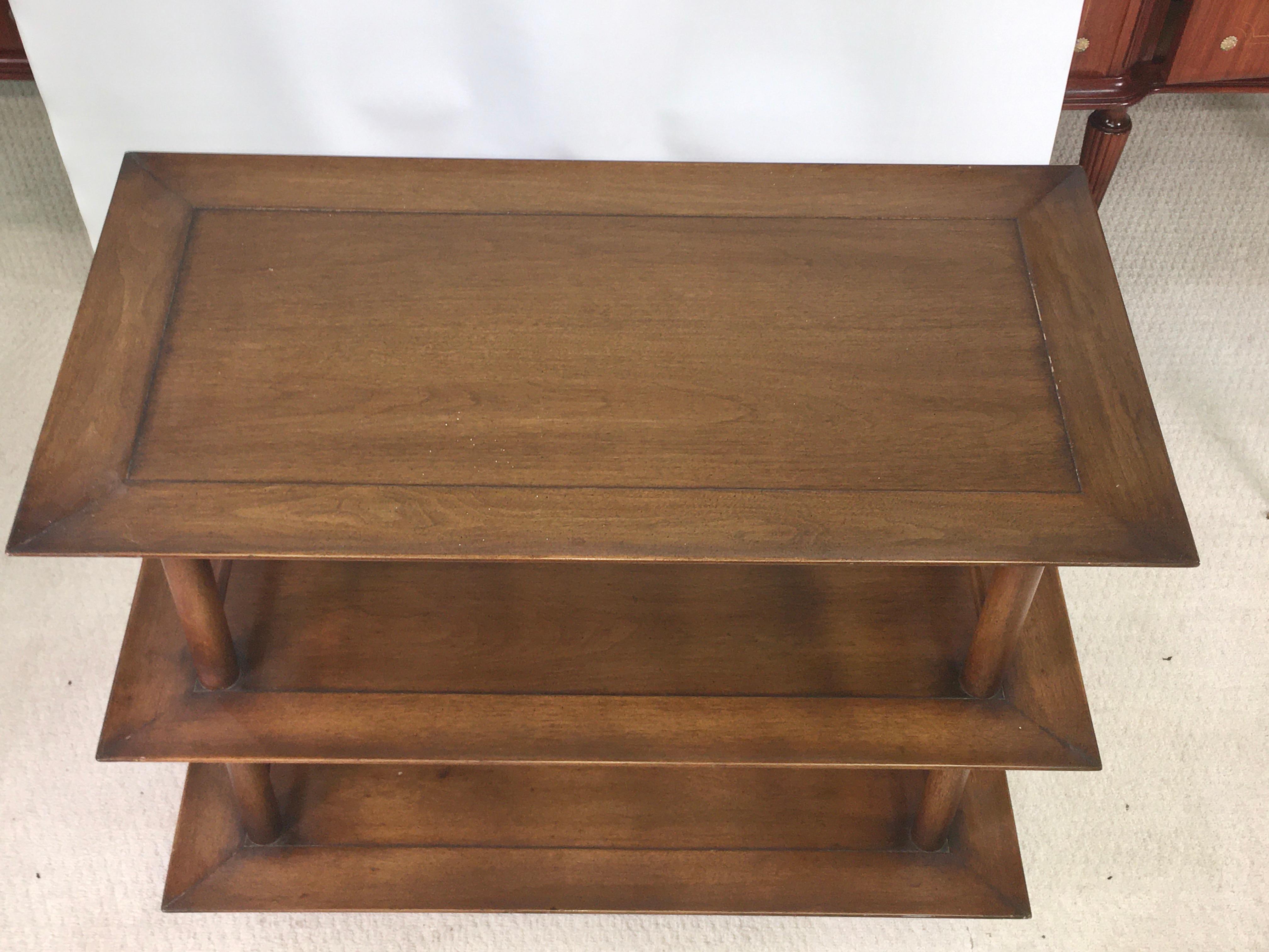 Walnut Midcentury Three-Tier Bar Serving Trolley Cart