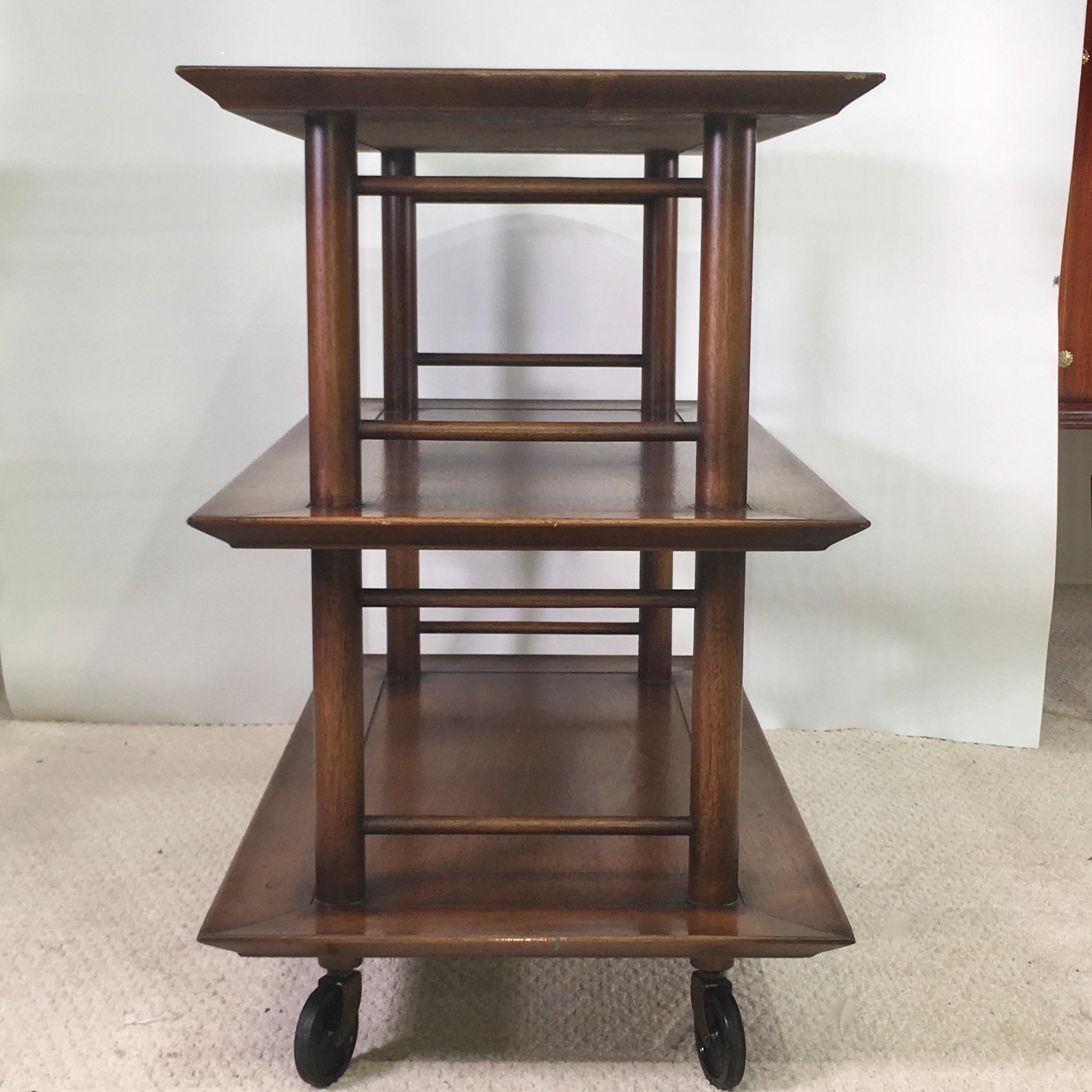 Midcentury Three-Tier Bar Serving Trolley Cart 1