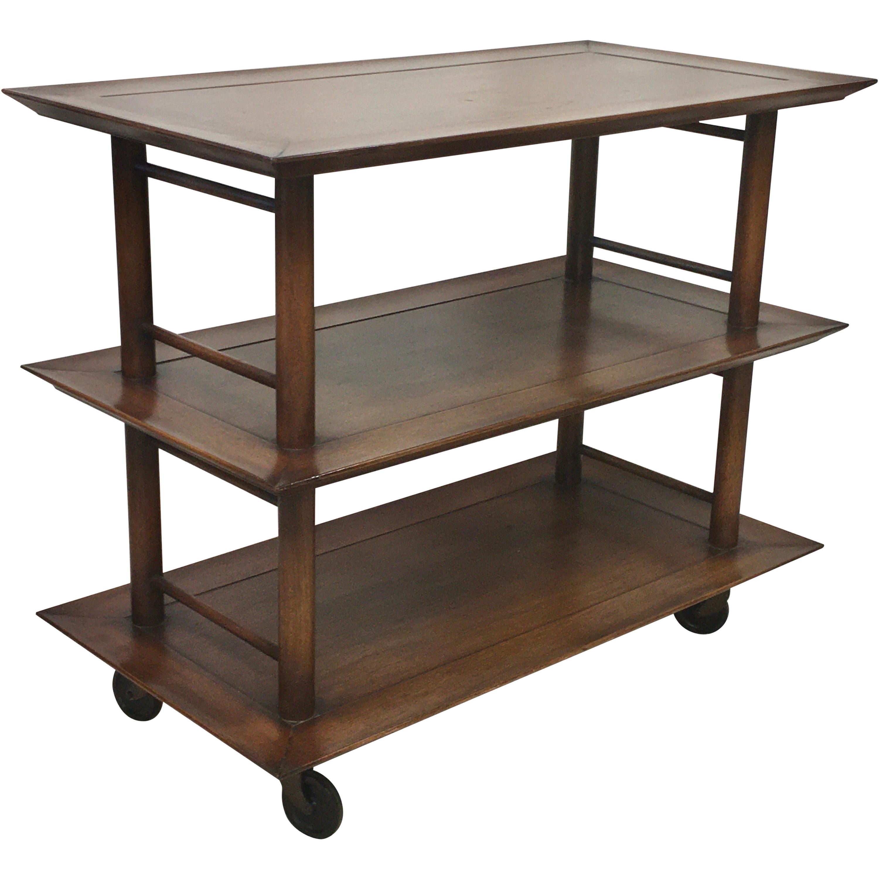 Midcentury Three-Tier Bar Serving Trolley Cart