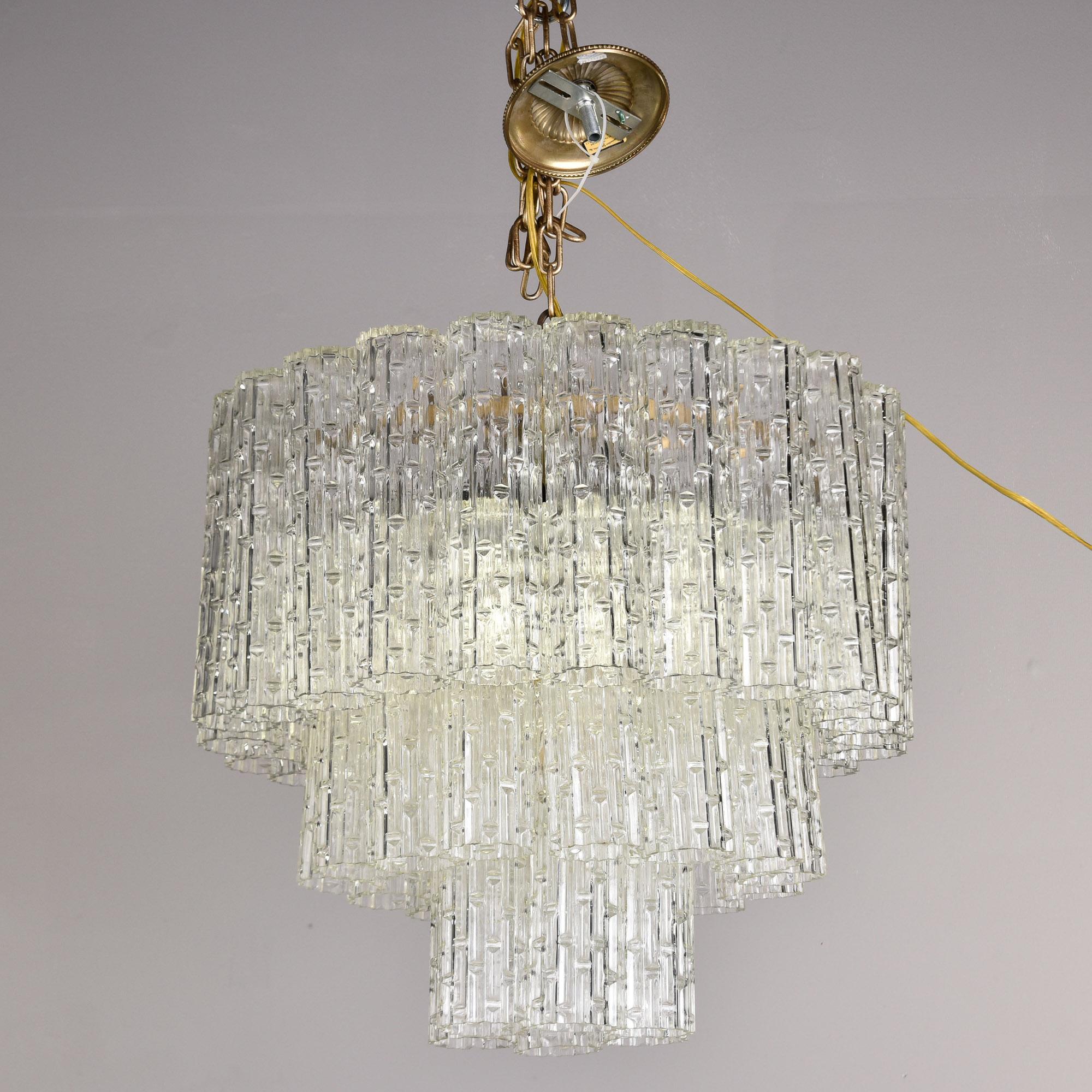 Mid Century Three Tier Italian Glass Tronchi Style Chandelier Attr Toni Zuccheri For Sale 6