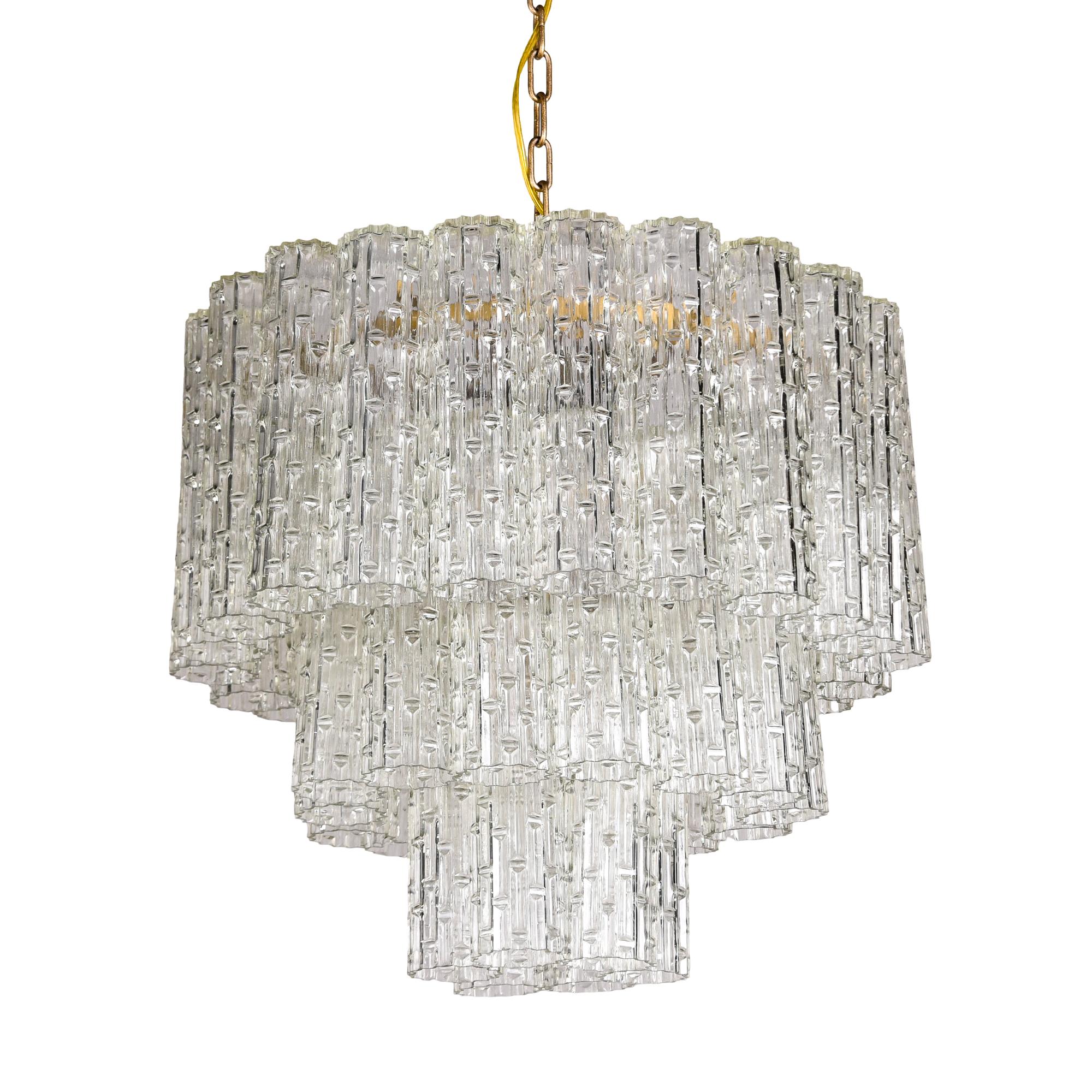 Mid Century Three Tier Italian Glass Tronchi Style Chandelier Attr Toni Zuccheri For Sale 8