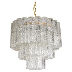 Mid Century Three Tier Italian Glass Tronchi Style Chandelier Attr Toni Zuccheri
