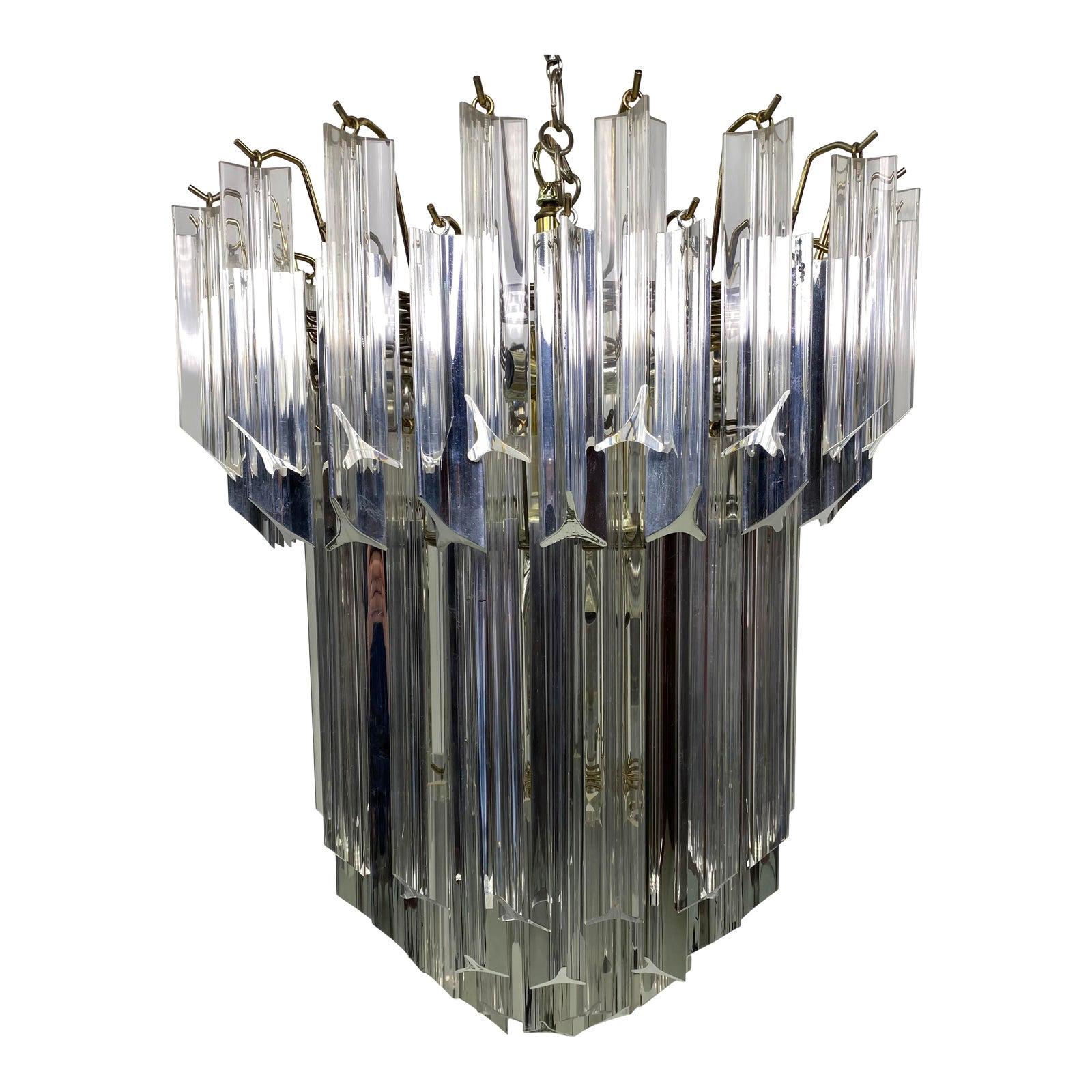 50X triangular 3 sided prism lucite 6" rainbow acrylic chandelier mid century 
