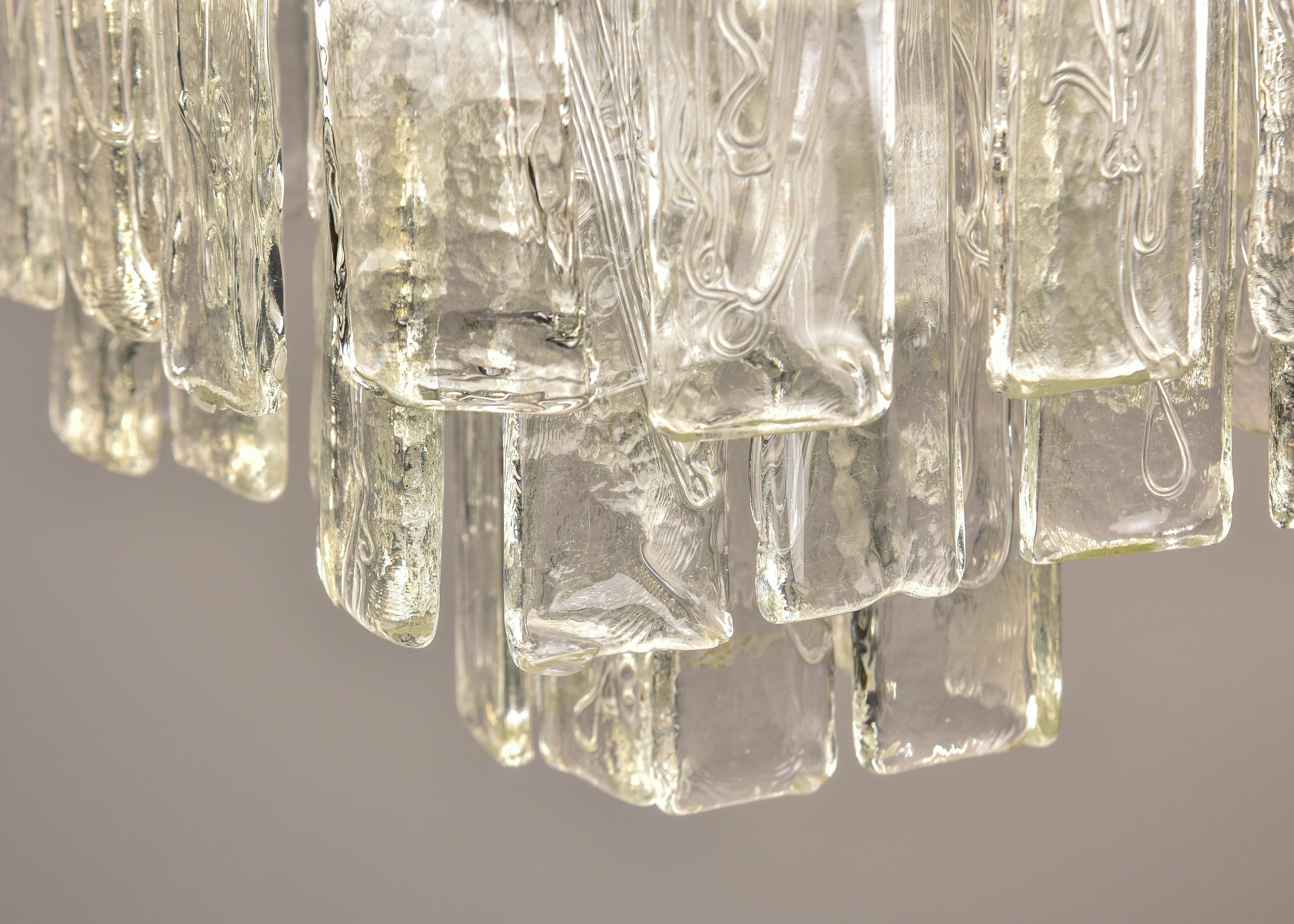 Mid Century Three Tiered Murano Glass Pendant Fixture For Sale 3