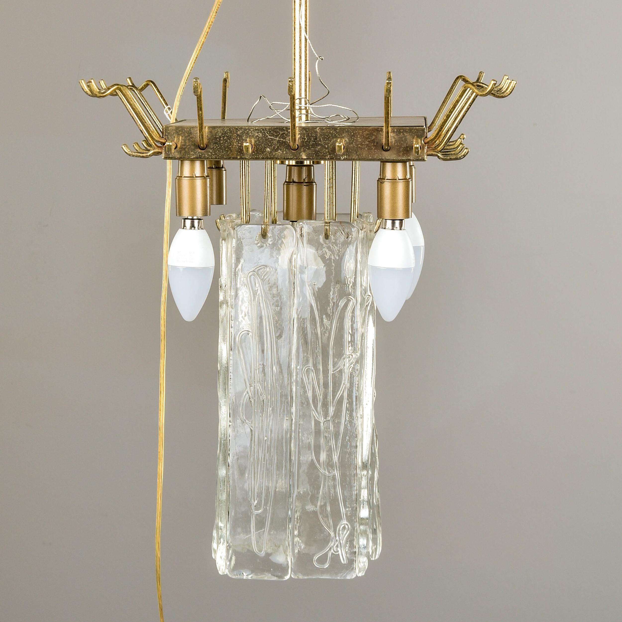 Mid Century Three Tiered Murano Glass Pendant Fixture For Sale 6