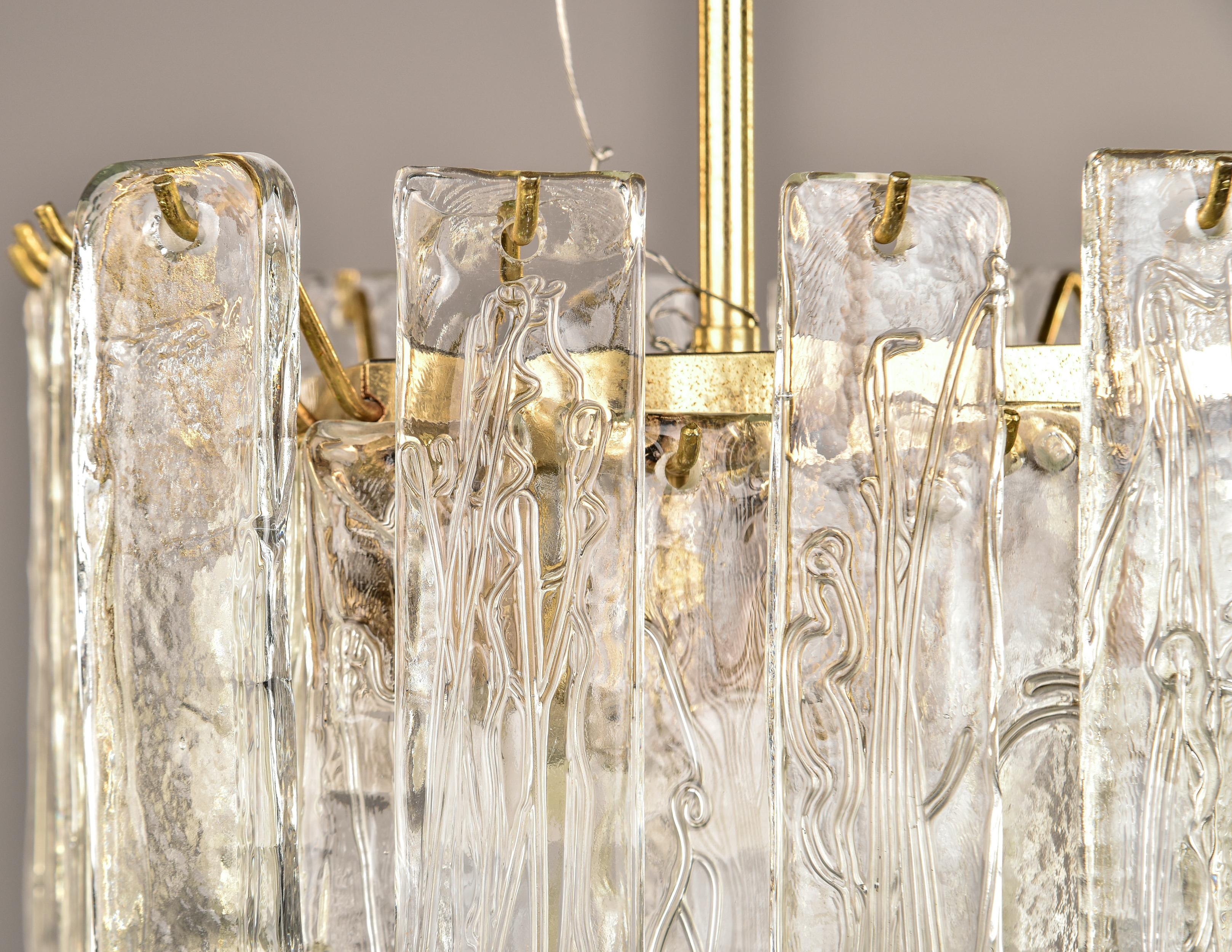 Mid Century Three Tiered Murano Glass Pendant Fixture For Sale 1