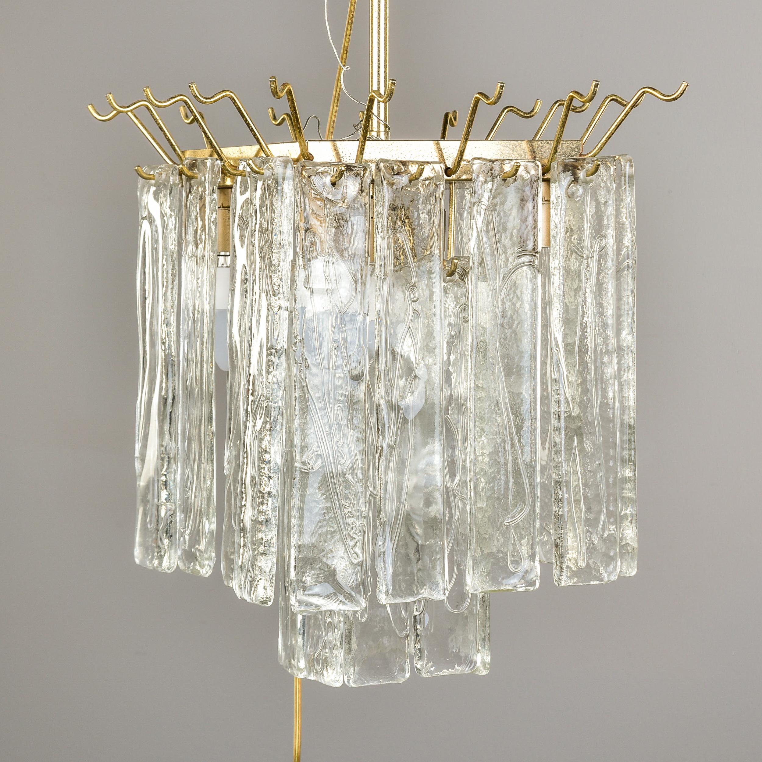 Mid Century Three Tiered Murano Glass Pendant Fixture For Sale 2