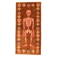 Mid Century Tibetan Tantric Skeleton Rug