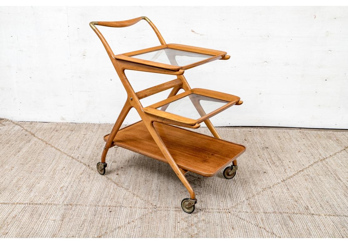20th Century Mid Century Tiered Bar Cart By Cesare Lacca C. 1950 For Sale