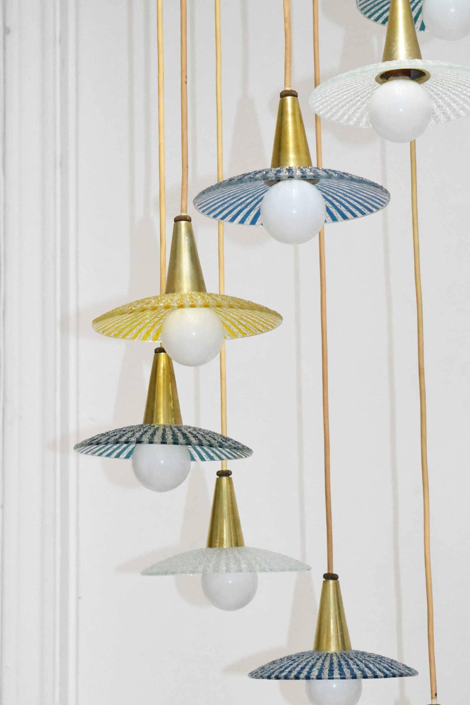 Midcentury Tiered Chandelier by Moe Light In Excellent Condition In Dallas, TX