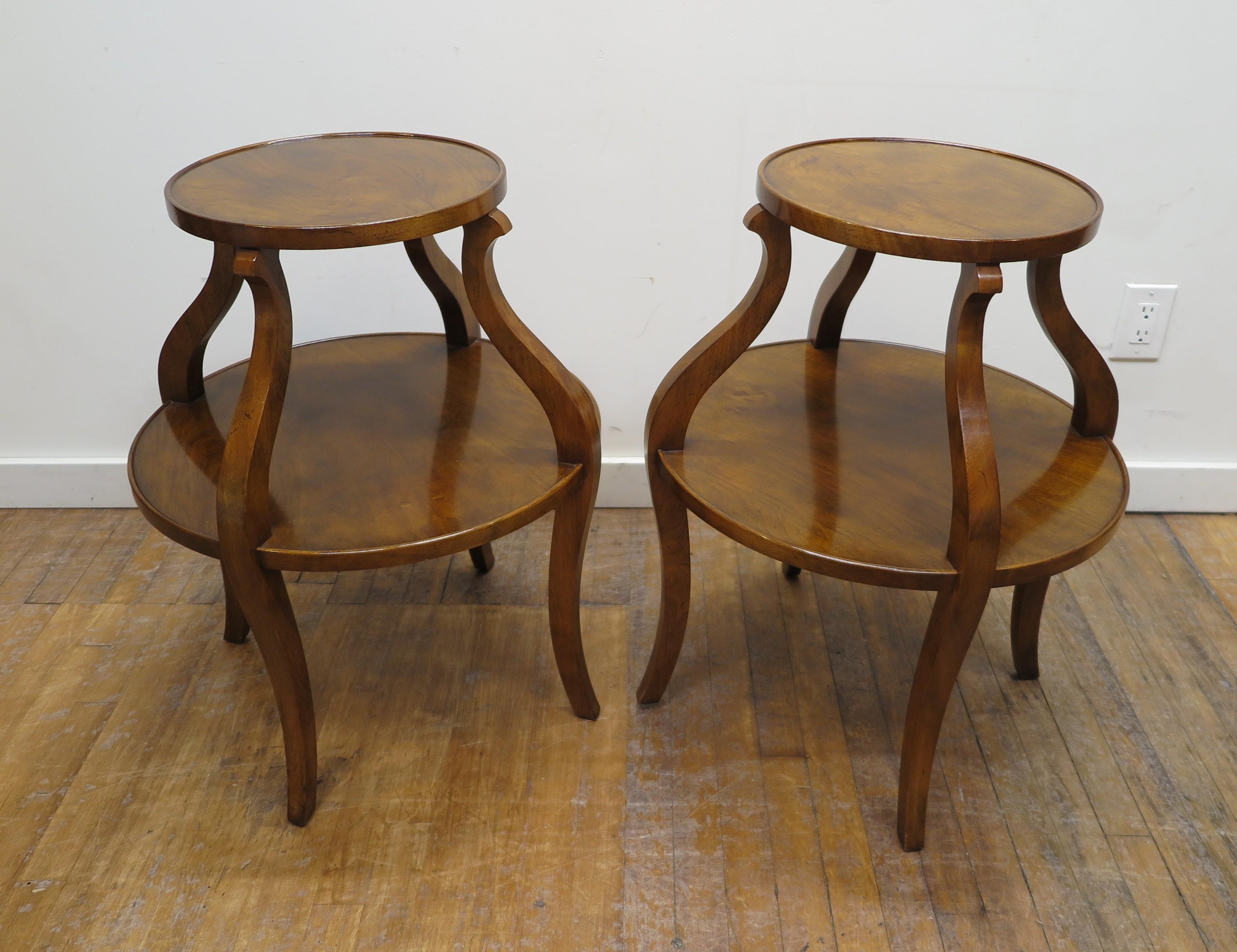 American Mid Century Tiered Round Side Tables