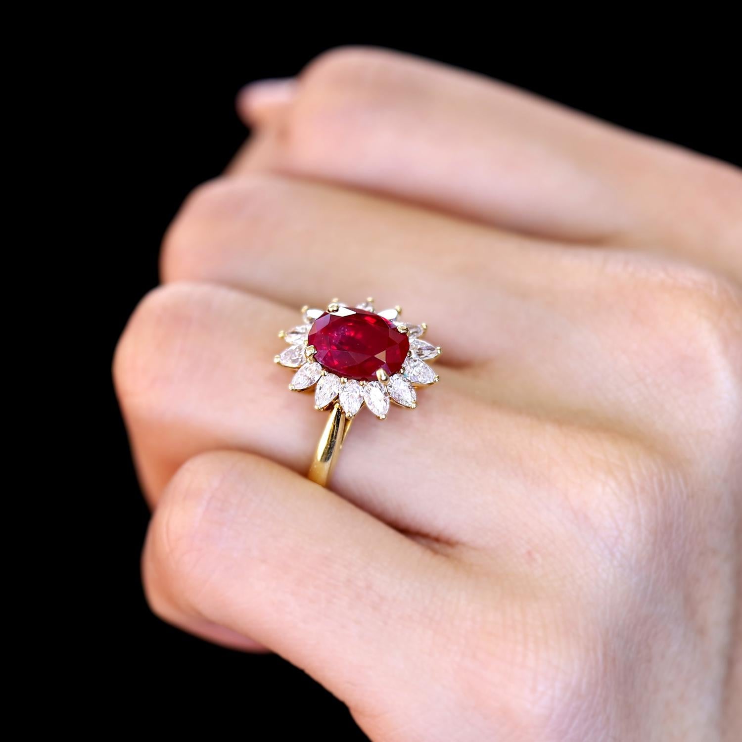 Oval Cut Mid Century Tiffany & Co 3.20 Carat AGL Certified Burma Ruby Ring