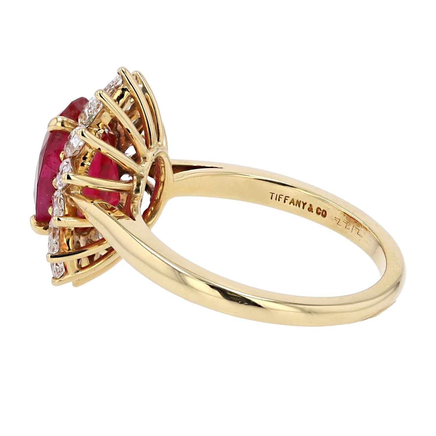 Mid Century Tiffany & Co 3.20 Carat AGL Certified Burma Ruby Ring In Good Condition In Santa Barbara, CA