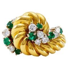 Tiffany & Co. Anello con diamanti e smeraldi in oro giallo 18 carati