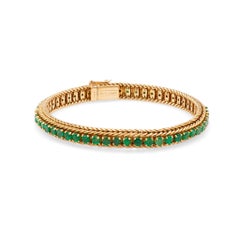 Retro Mid-Century Tiffany & Co. Emerald 18k Yellow Gold Bracelet