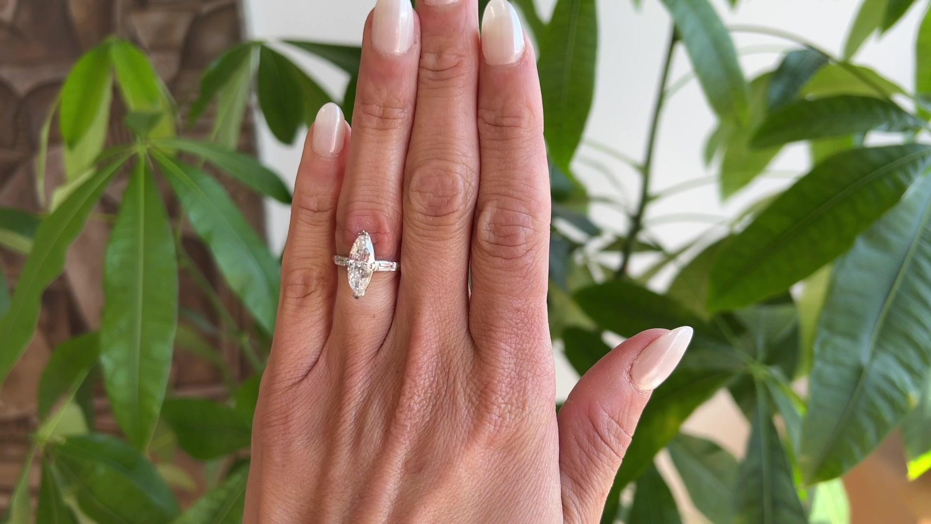 Mid-Century Tiffany & Co. GIA 1.79 Carats Marquise Cut Diamond Engagement Ring In Excellent Condition In Beverly Hills, CA