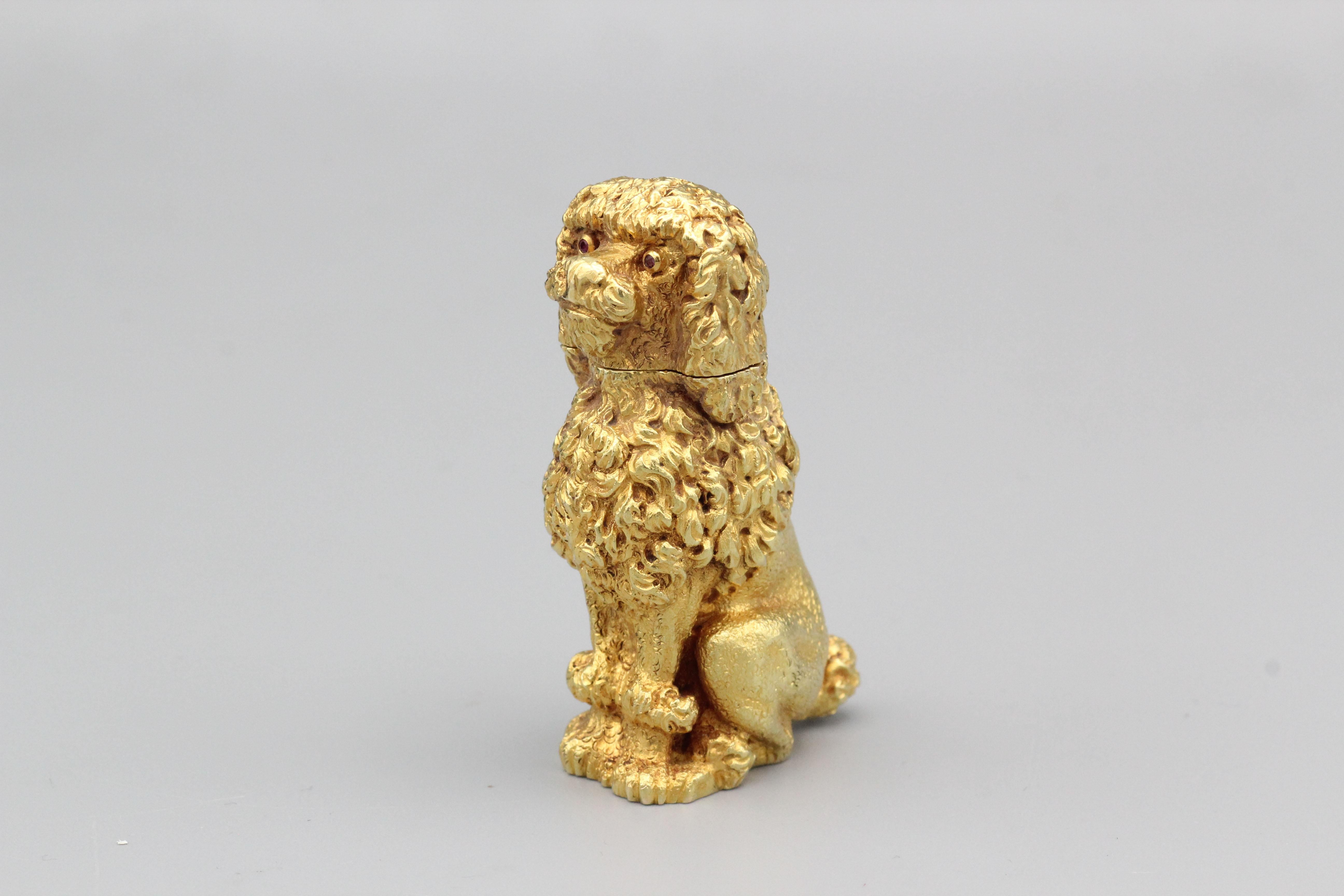 MId-Century Tiffany Schlumberger Pudel-Leuchte aus Rubin und 18 Karat Gold  (Rosenschliff) im Angebot