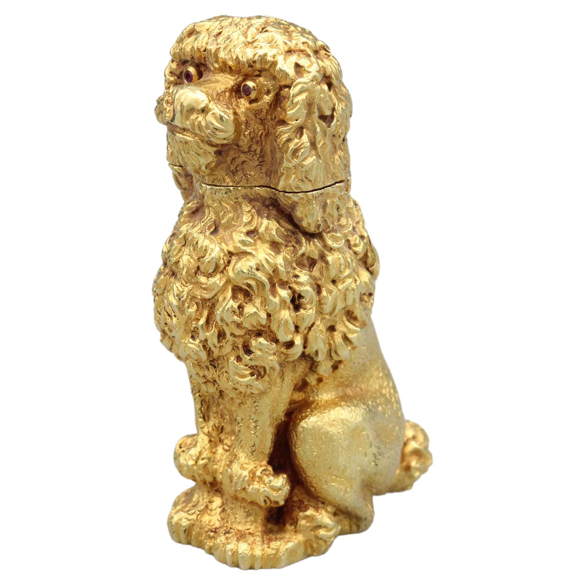 Midcentury Tiffany Schlumberger Ruby and 18k Gold Poodle Lighter For Sale