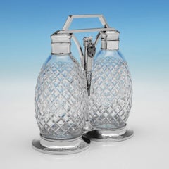 Mid Century Tiffany sterling silver and Hawkes Crystal glass tantalus